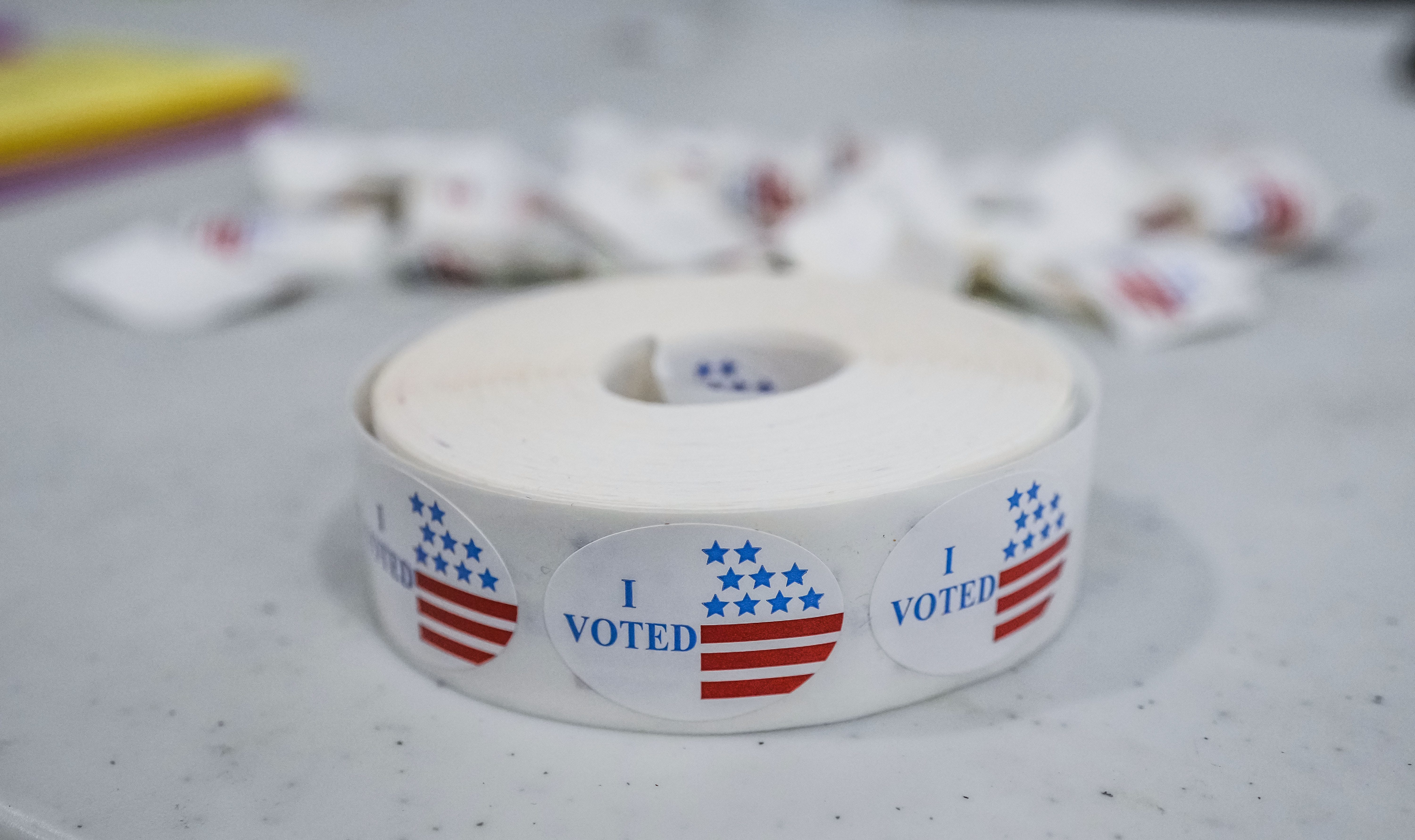 - FILE PHOTO - I Voted stickers are seen at the Waukesha County Technical College polling station in Pewaukee on Tuesday, April 2, 2024. In addition to local races, voters everywhere will weigh in on two statewide referendum questions that ask about private funding in election administration and the role of election officials.