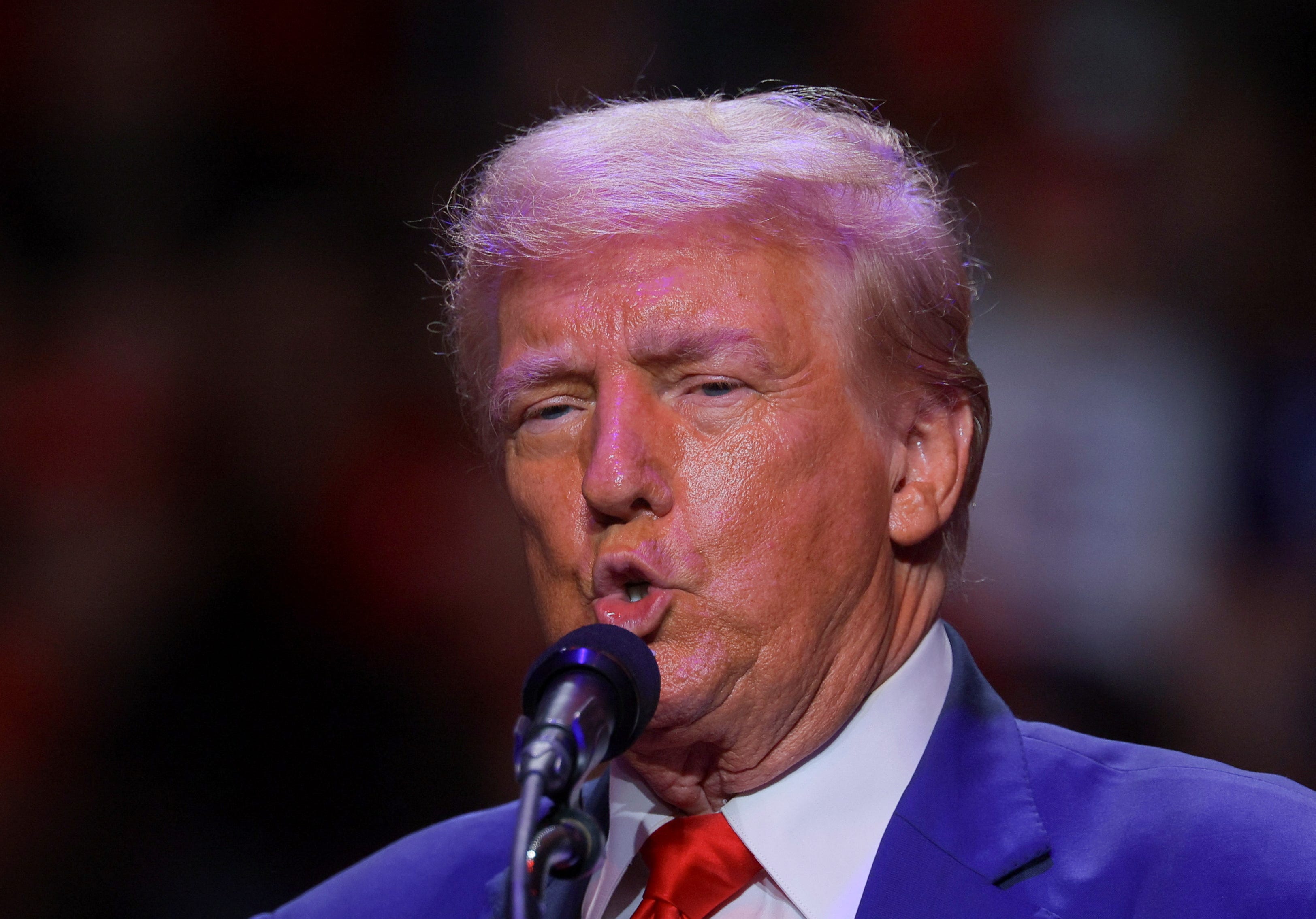 Republican presidential nominee and former U.S. President Donald Trump holds a campaign rally in Indiana, Pennsylvania, U.S., September 23, 2024.