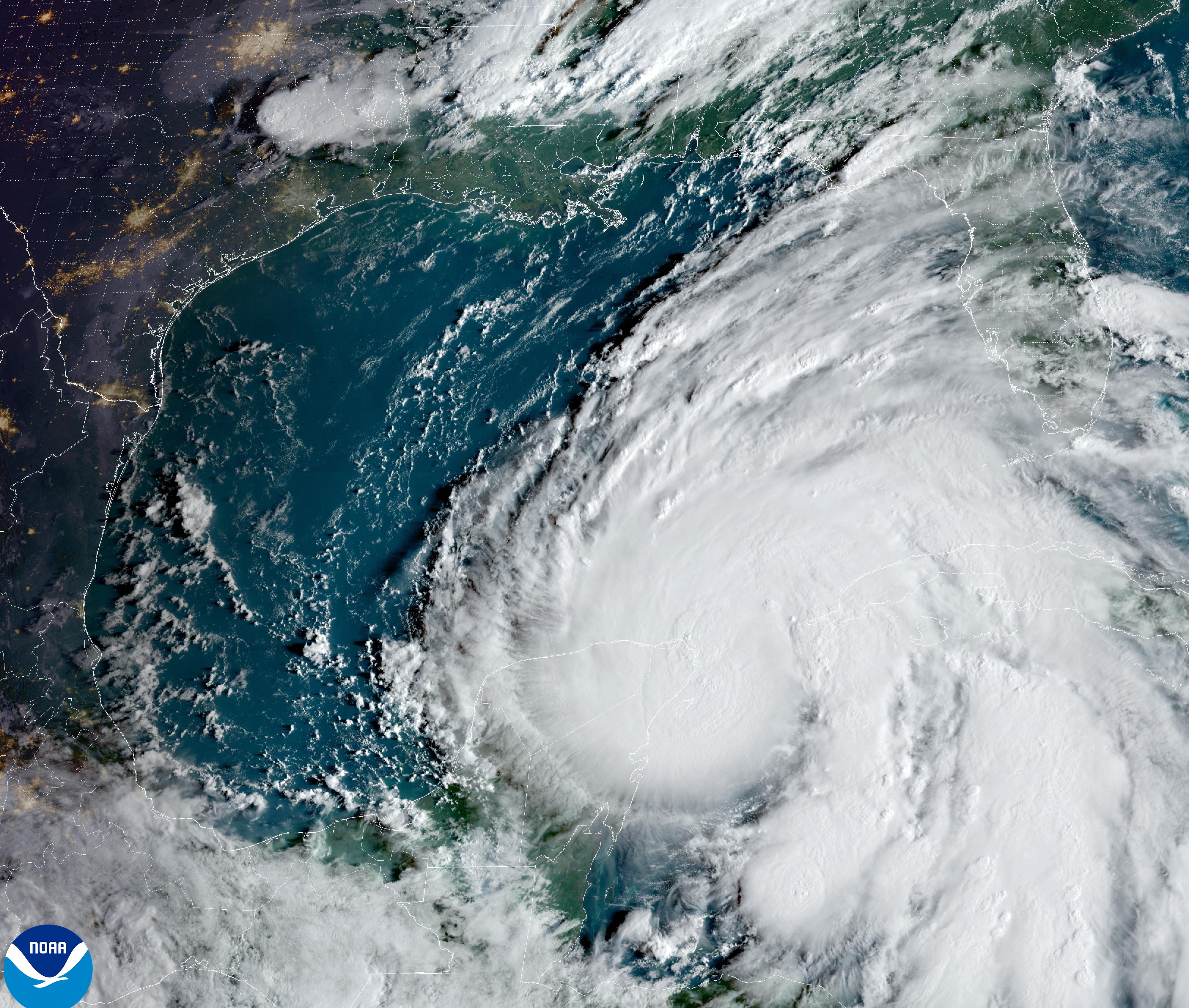 This image obtained from the National Oceanic and Atmospheric Administration shows Helene while it was still a tropical storm on Sept. 25, 2024.