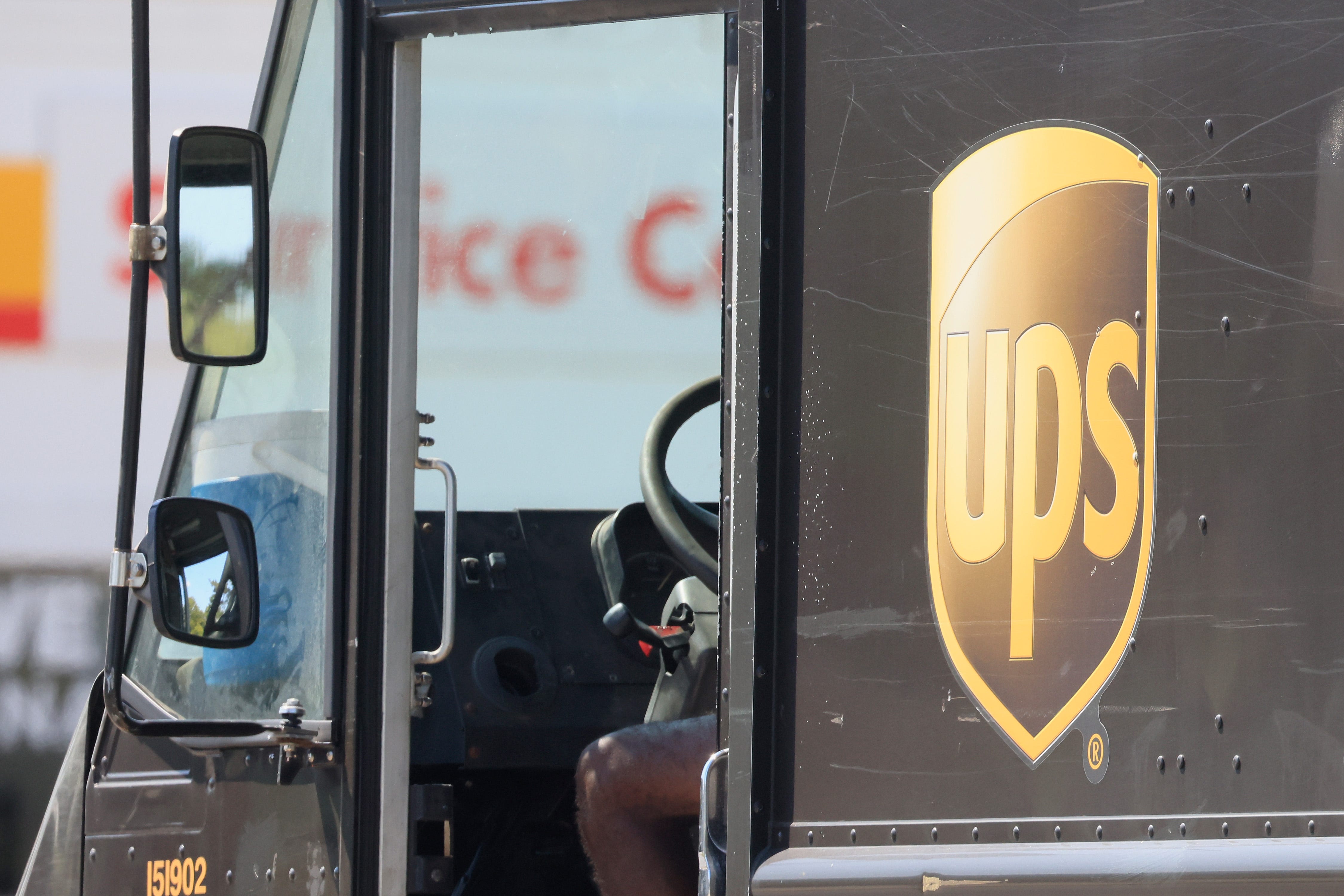 A general view of a UPS truck on August 23, 2024 in Oceanside, New York.