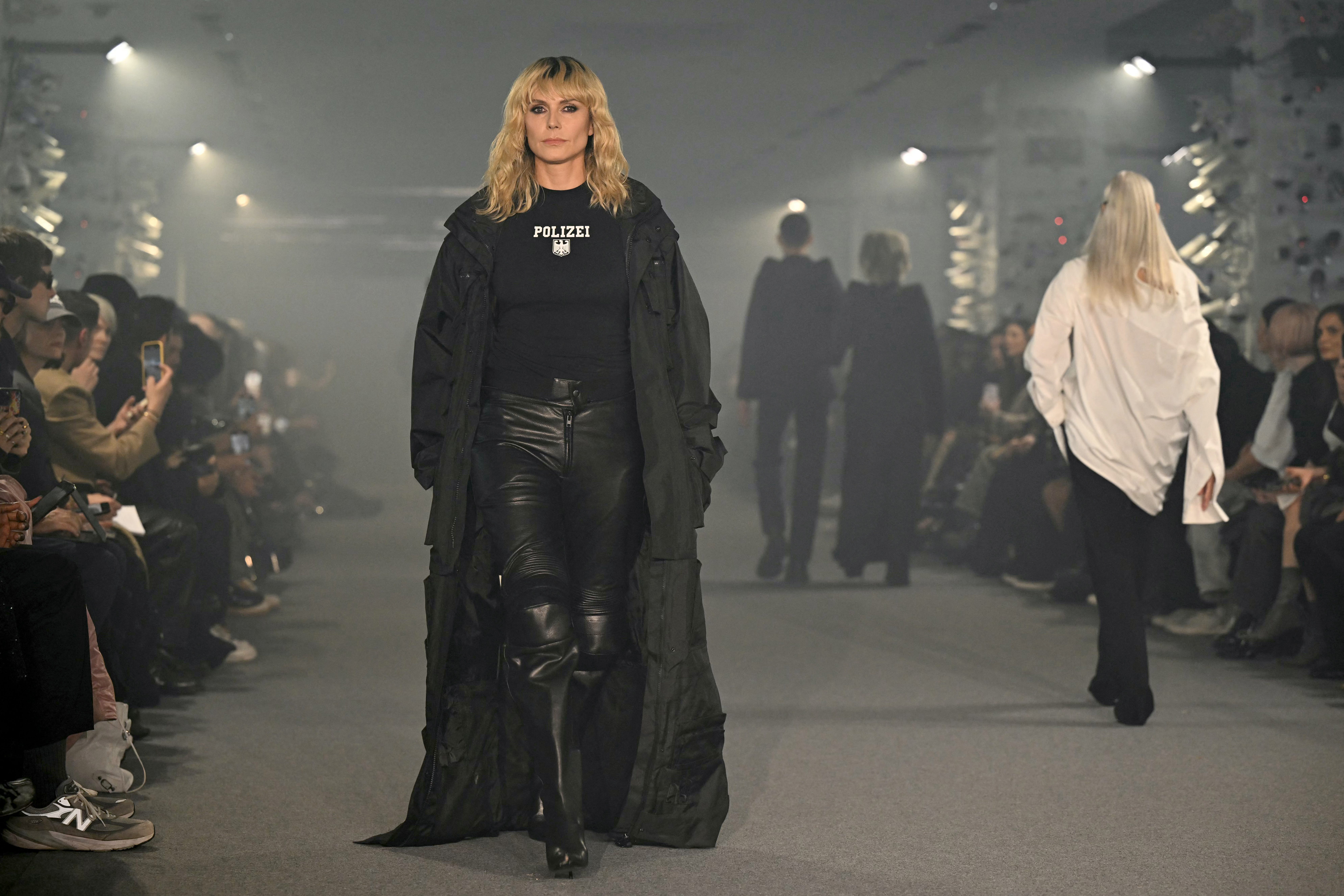 Heidi Klum walks the runway for the Vetements spring/summer 2025 fashion show during Paris Fashion Week on Sept. 27, 2024, in Paris.