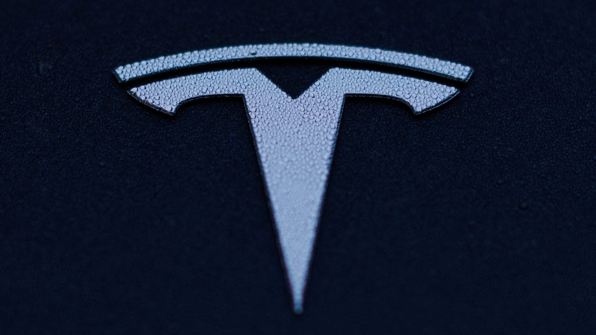 A Tesla logo is shown on a Model 3 vehicle in Encinitas, California, U.S.,October 20, 2023. REUTERS/Mike Blake
