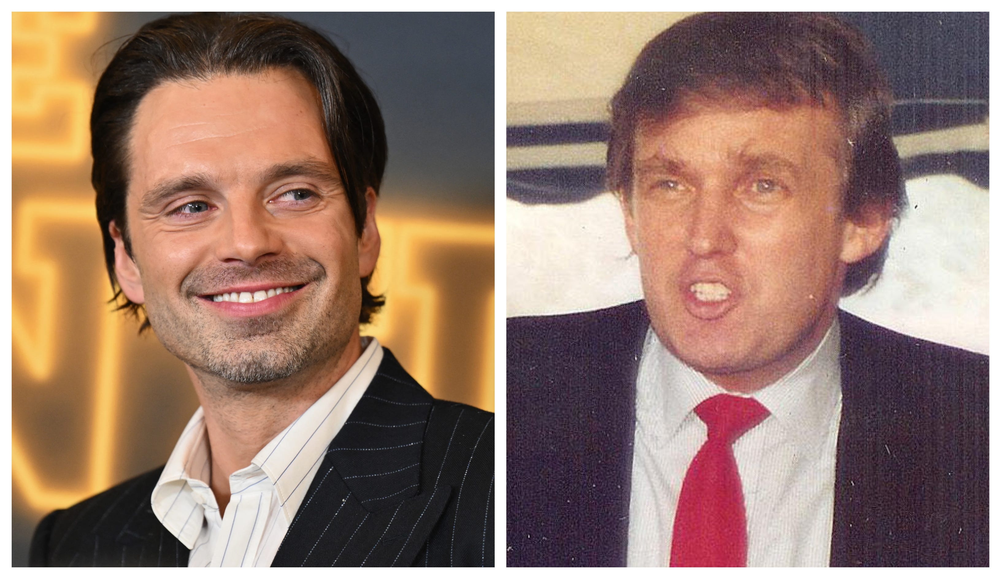 Sebastian Stan, left, plays young Donald Trump in Ali Abassi's film "The Apprentice."