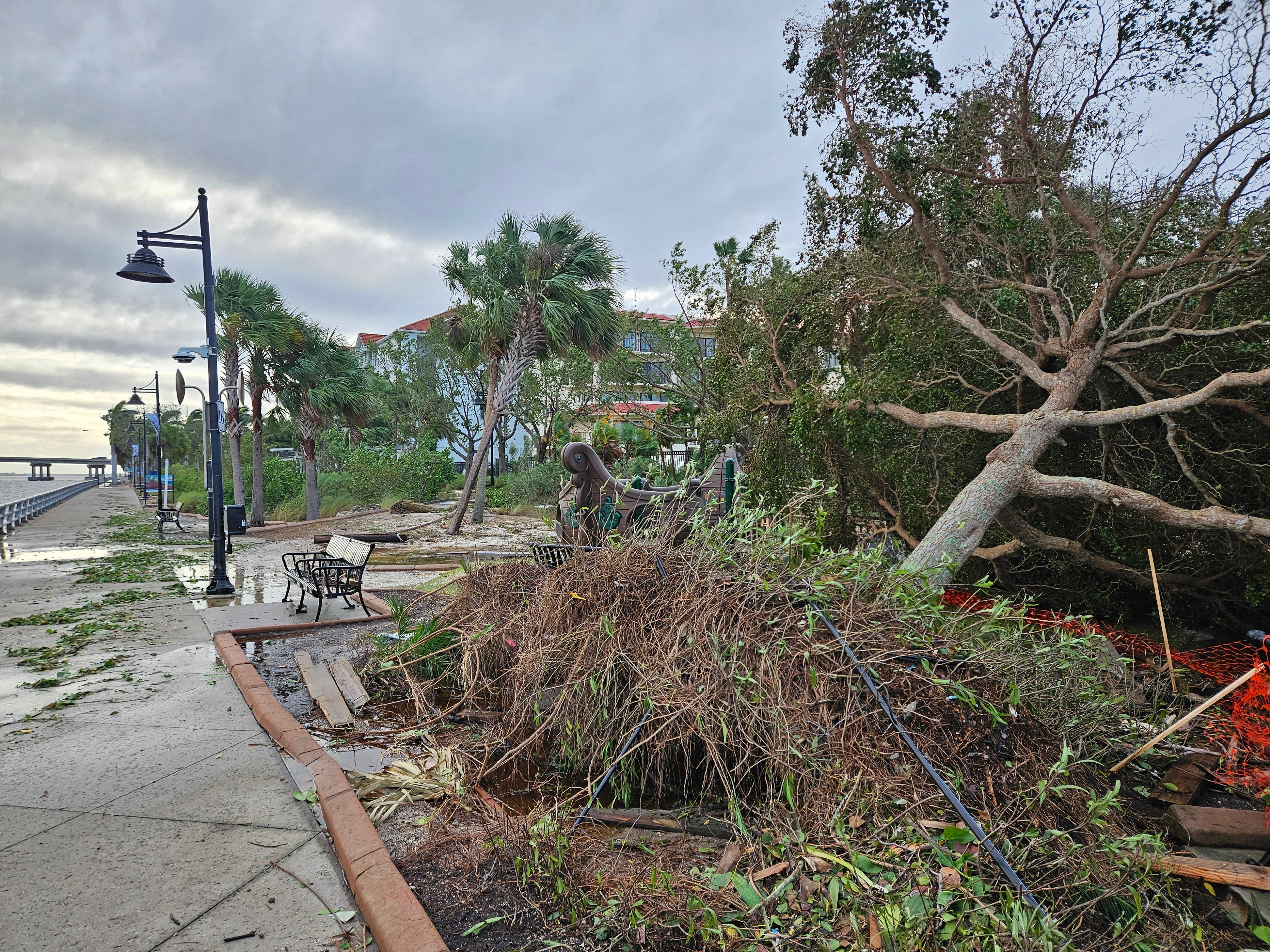 The Bradenton Riverwalk, photographed Thursday, Oct. 10, after sustaining damage from Hurricane Milton.