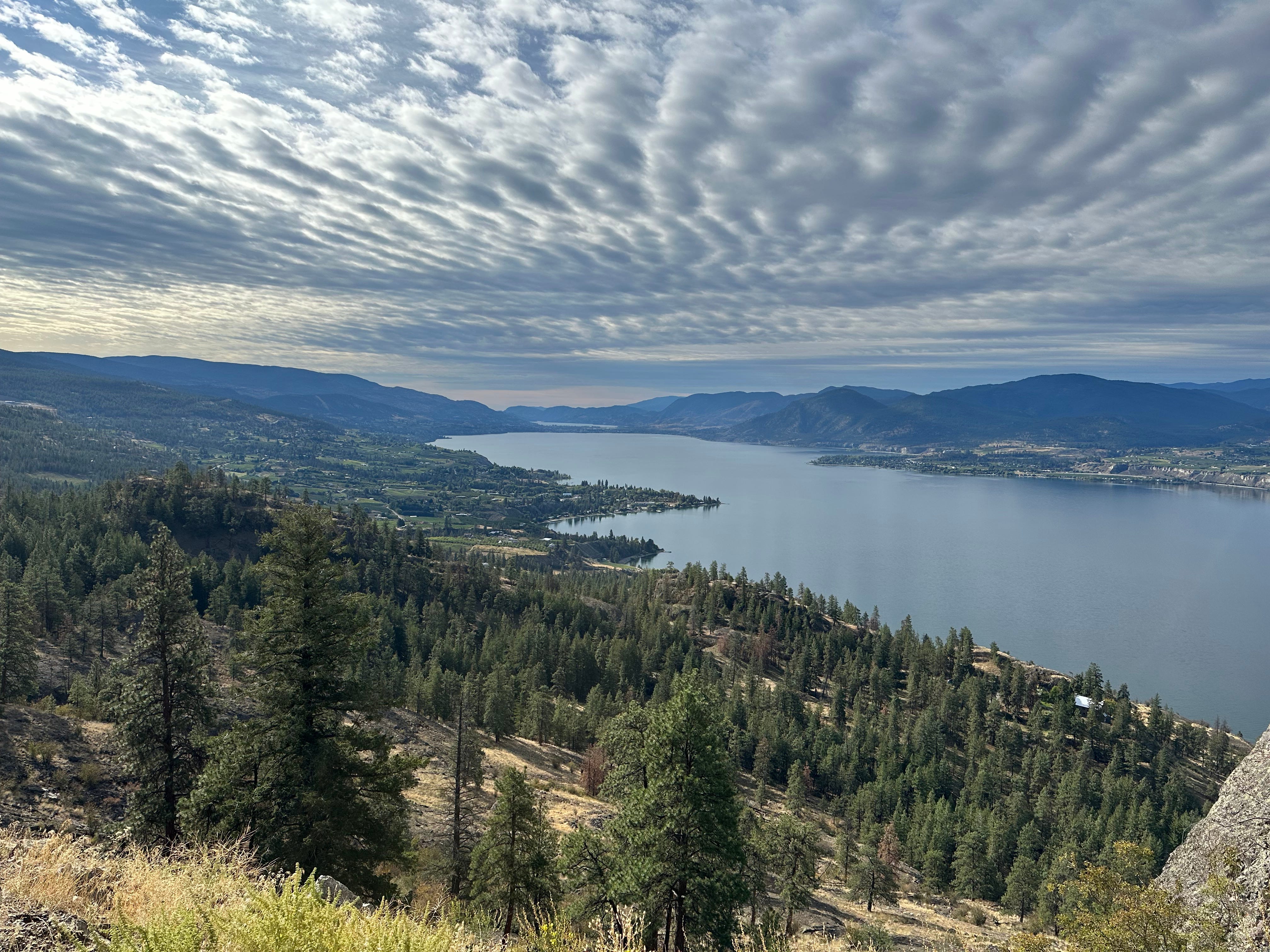 The view of Okanagan Lake from the Kettle Valley Rail Trail.