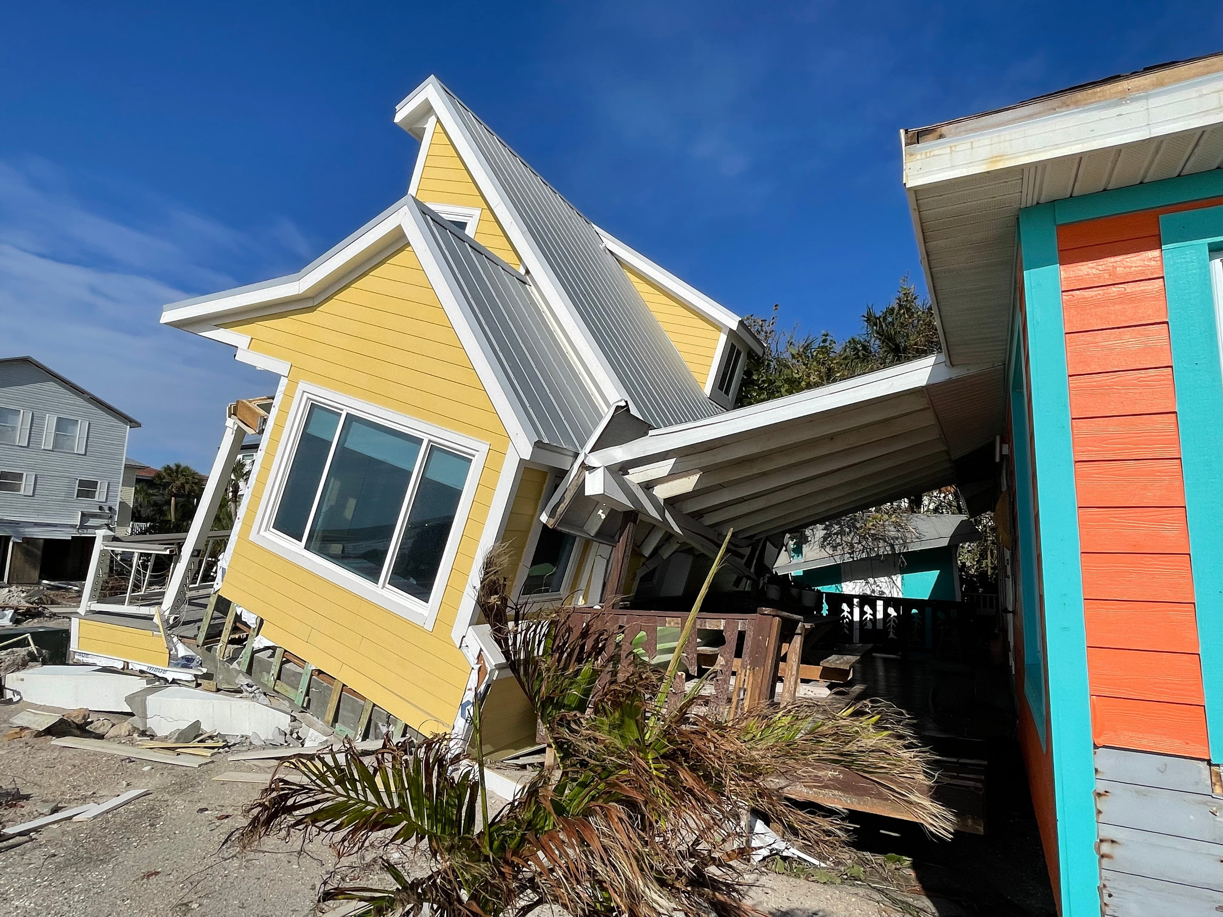 Hurricane Milton damaged beach houses in Bradenton Beach on Oct. 11, 2024.