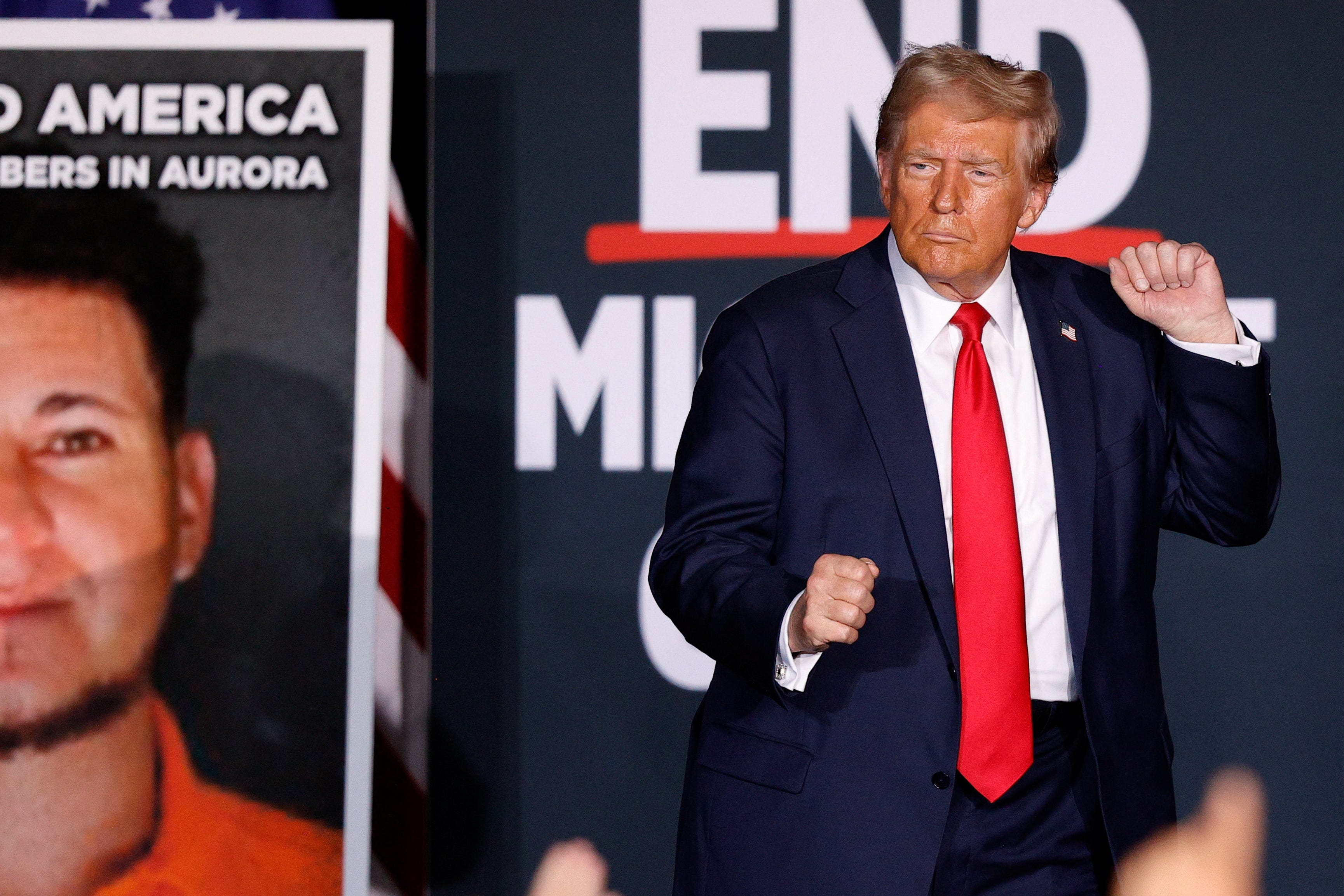 Former President Donald Trump campaigns for reelection in Aurora, Colo., on Oct. 11, 2024.