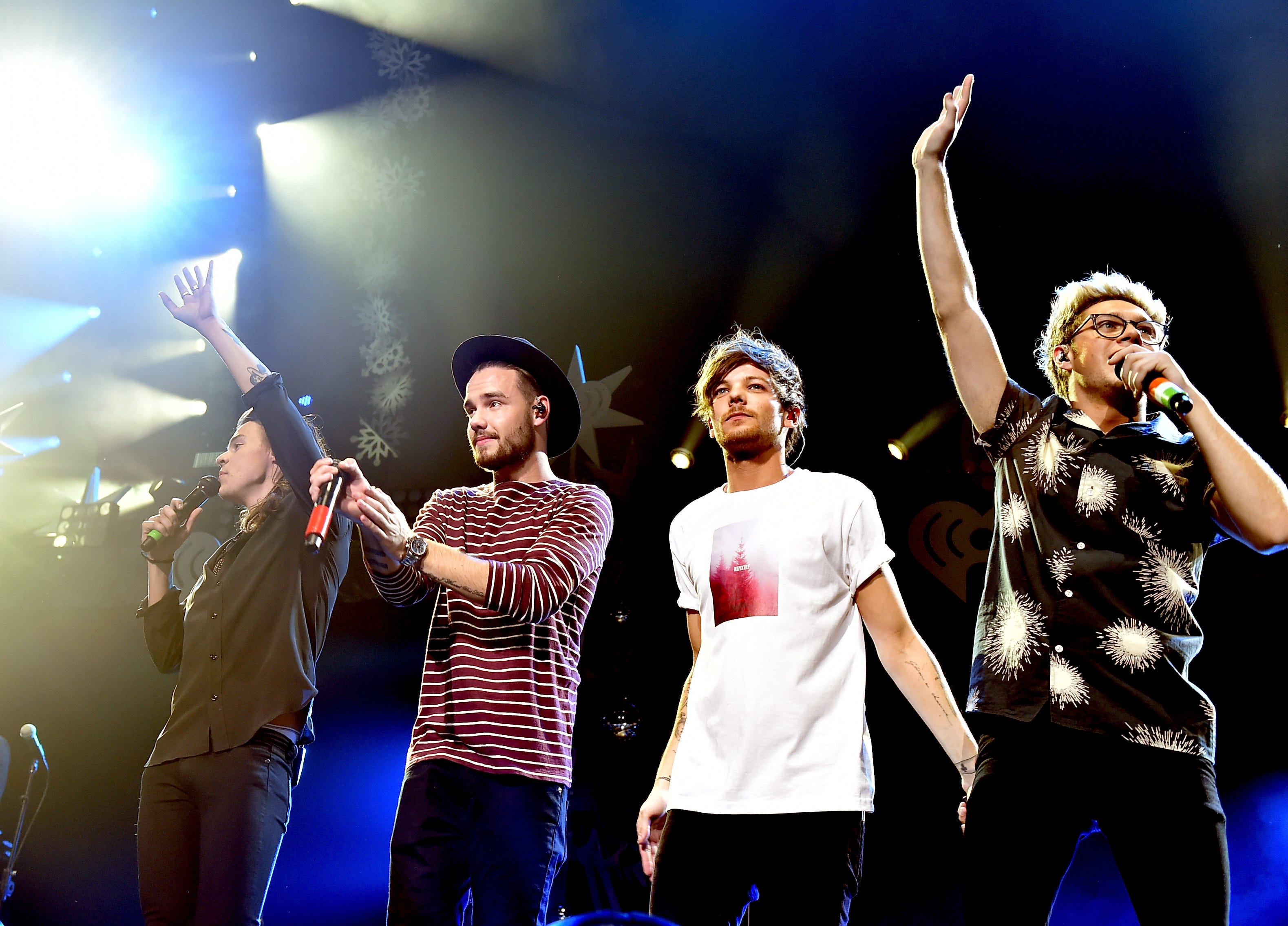 Harry Styles, Liam Payne, Louis Tomlinson and Niall Horan of One Direction perform onstage during 106.1 KISS FM's Jingle Ball 2015 presented by Capital One at American Airlines Center on Dec. 1, 2015 in Dallas, Texas.