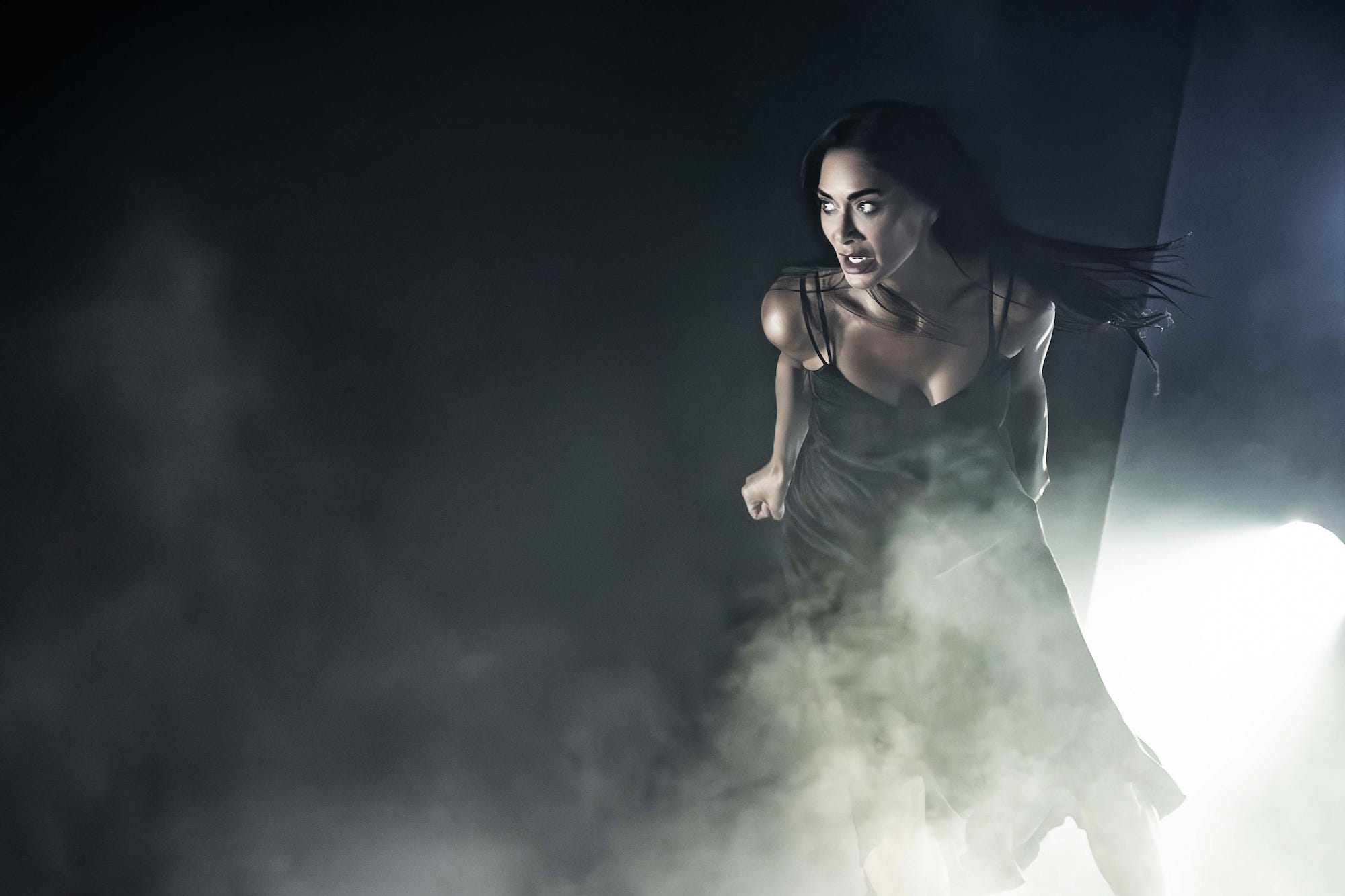 Norma Desmond (Nicole Scherzinger) is the ferocious, vampiric leading lady of "Sunset Boulevard."