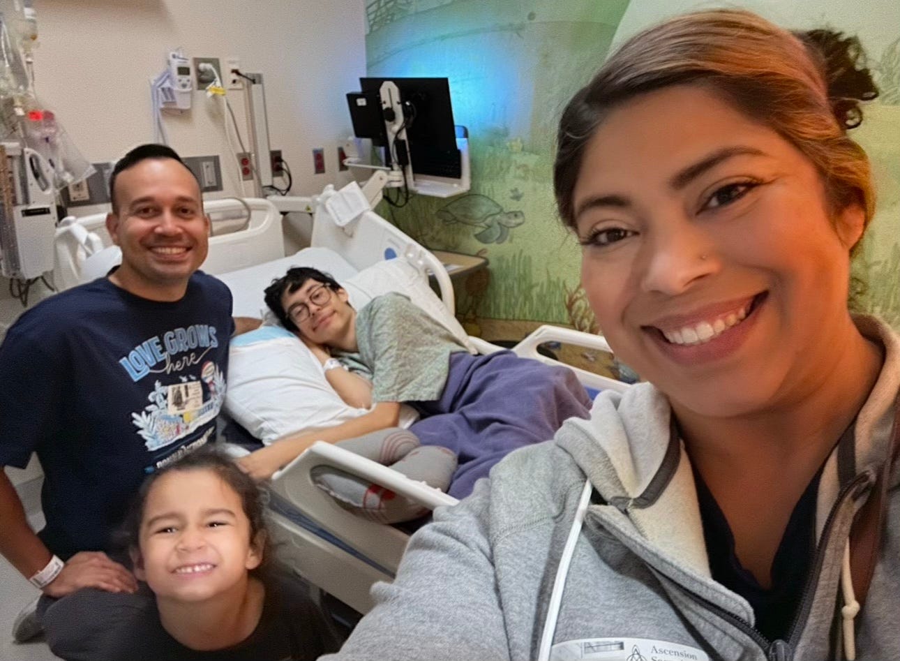 Eva Sanchez snaps a family selfie while her son, Zayden, undergoes treatment for leukemia. The Florida family said their stay at Ronald McDonald House Philadelphia has lifted a huge personal and financial burden during a rough time.