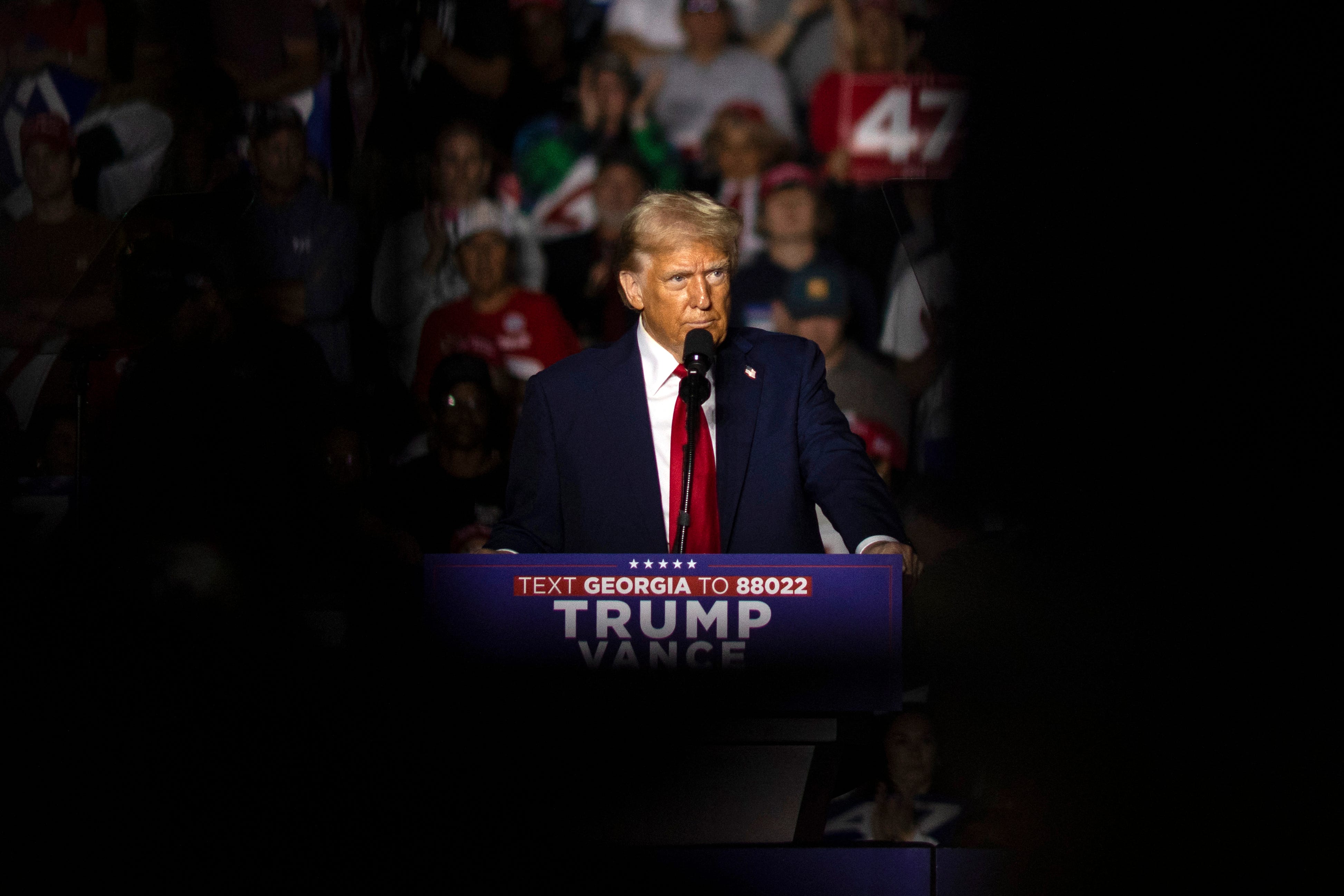 Former President Donald Trump campaigns for reelection in Atlanta on Oct. 28, 2024.