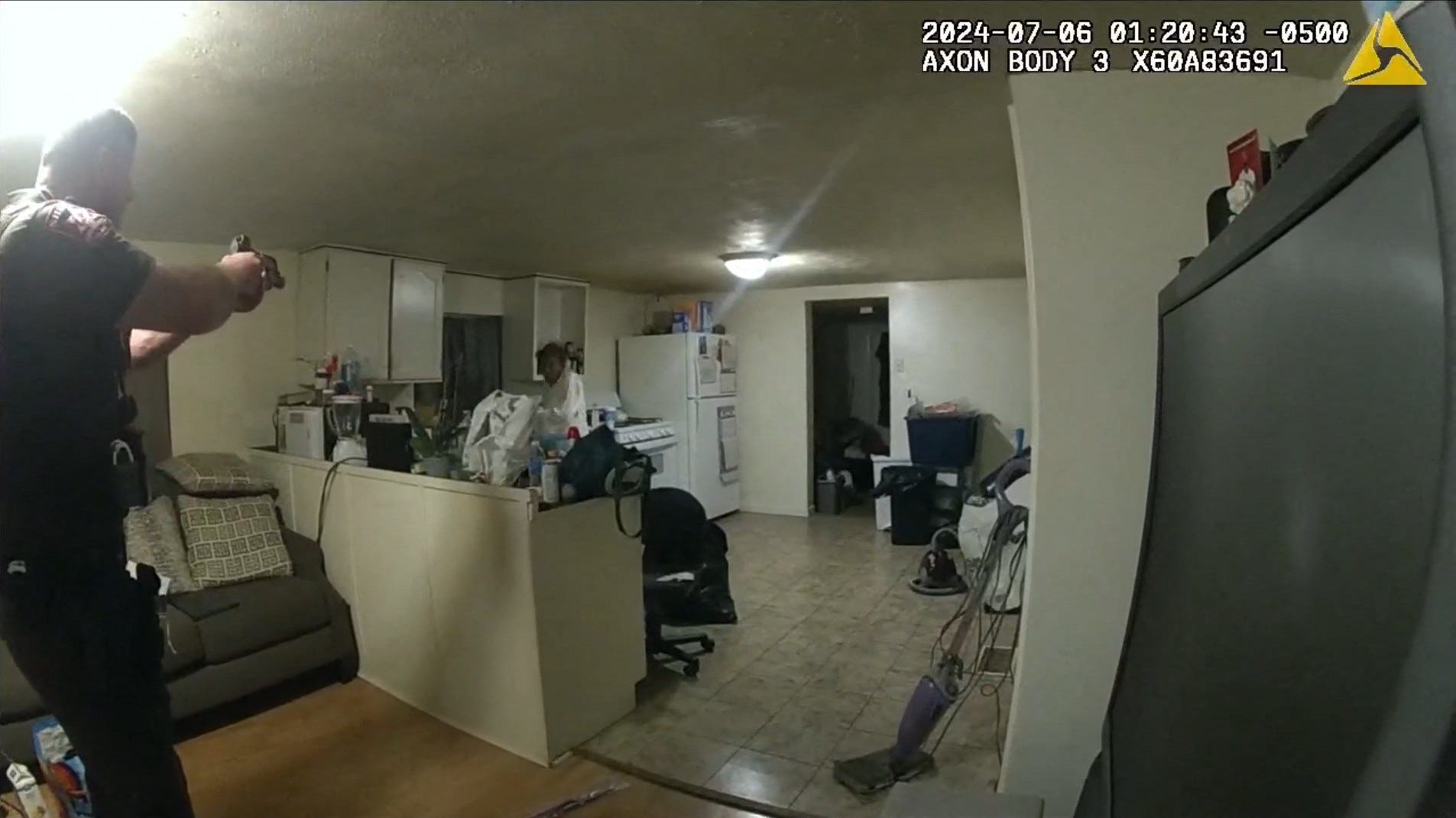 Police bodycam video shows Sonya Massey reacting after Sangamon County sheriff's officer Sean Grayson draws his weapon before he fatally shot her on July 6, 2024, at her home in Springfield. Grayson was fired and charged with murder.