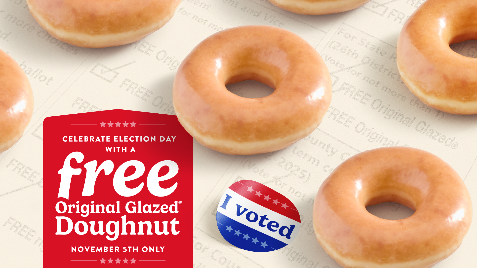 Krispy Kreme will be adding a sweet bonus to customers that head to the polls on Election Day.
