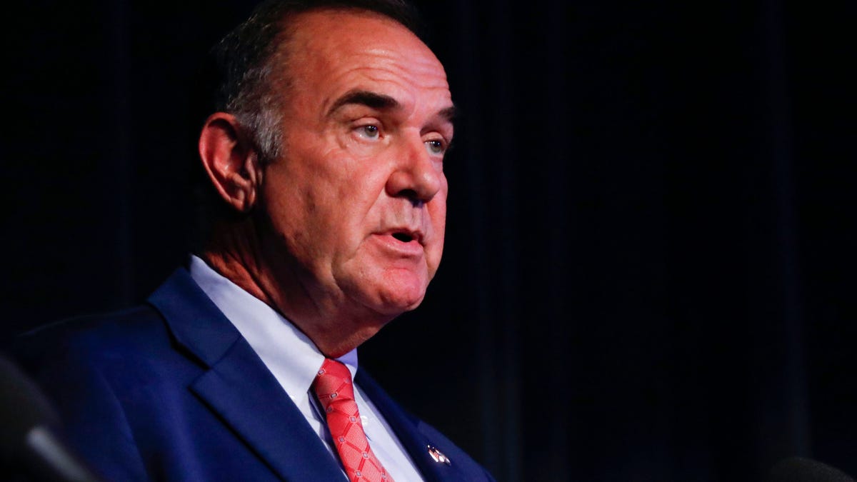 Republican Mike Kehoe is pictured taking part in a political forum hosted by the Missouri Press Association in Springfield, Missouri.