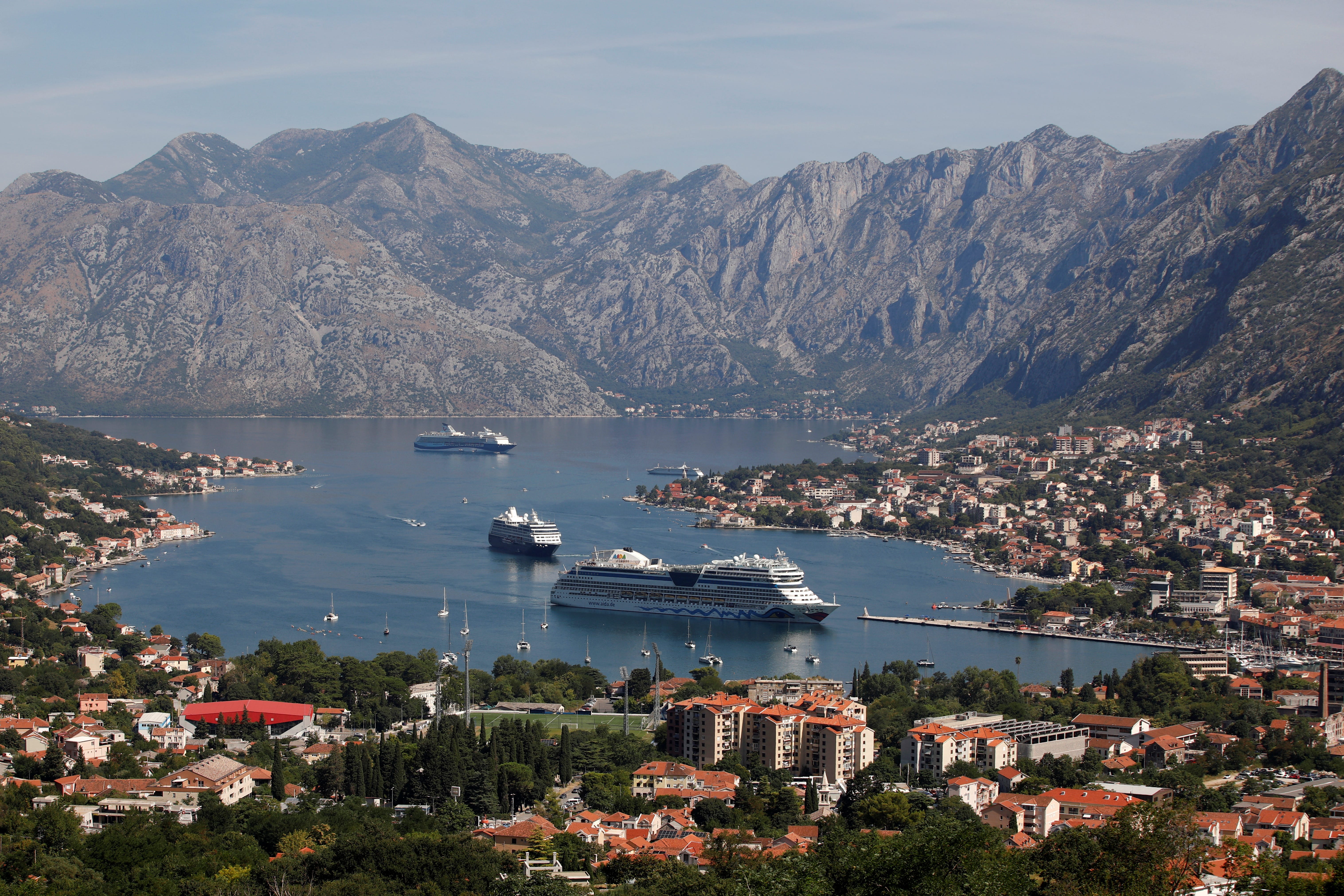 Cruise ships in Kotor, Montenegro on August 7, 2024.