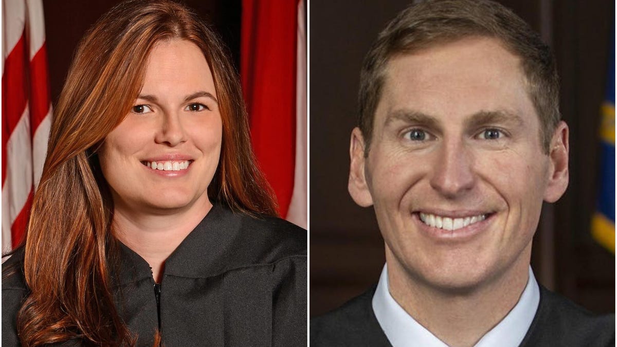 Democratic North Carolina Supreme Court Justice Allison Riggs and her challenger, Republican Court of Appeals Judge Jefferson Griffin.