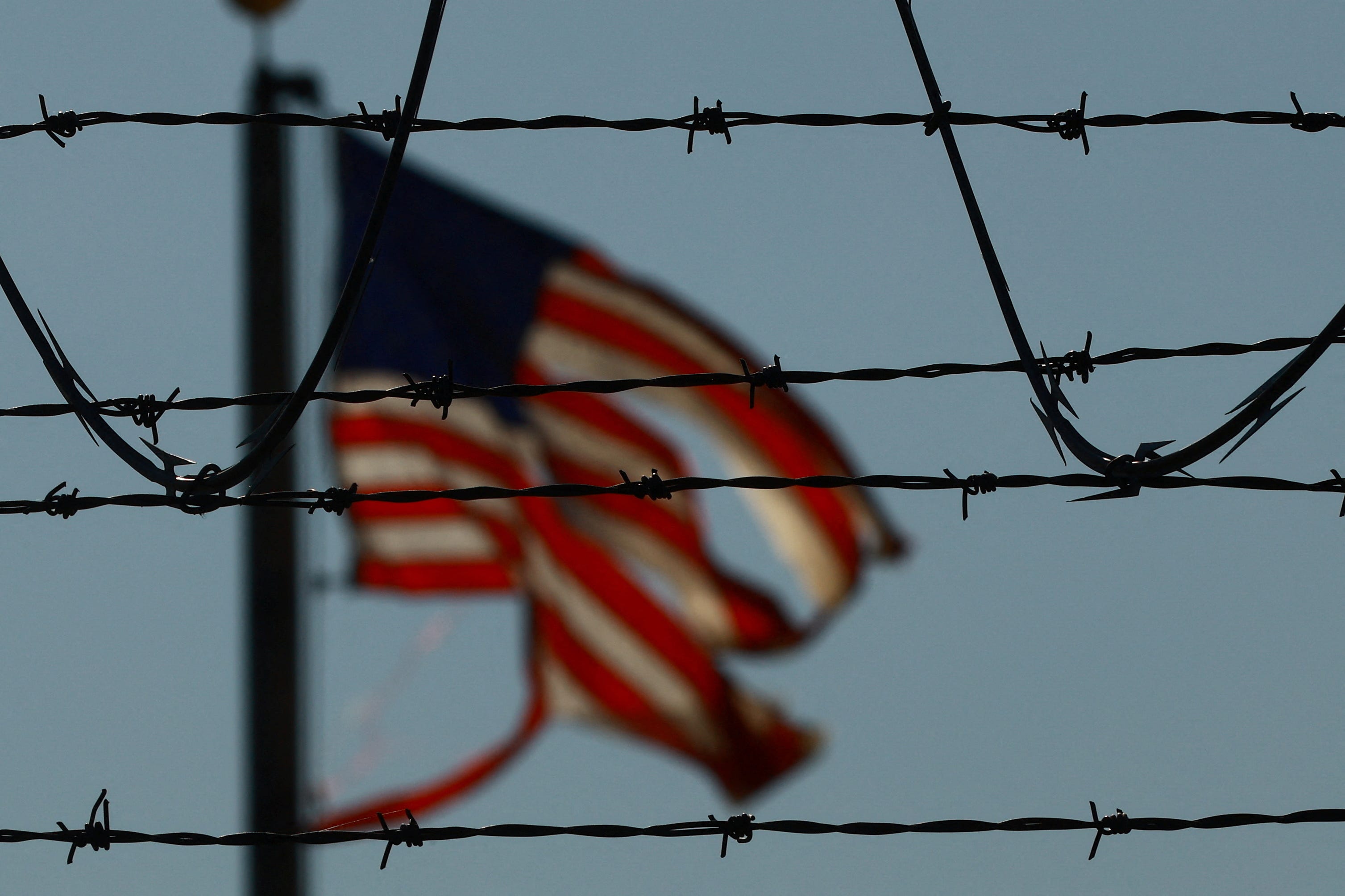 A United States flag is seen near the El Paso airport in Texas on June 13, 2024.