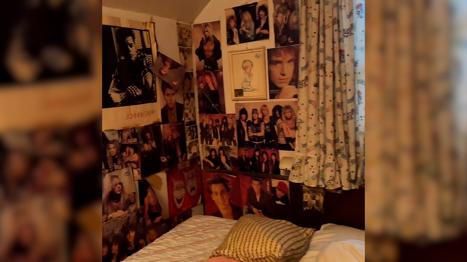 Johnny Depp, Def Leppard and more! Childhood bedroom feels like an 80's time capsule.