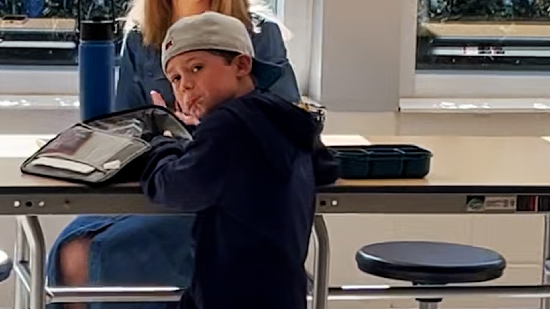 Deployed dad turns boy's school lunch into emotional reunion