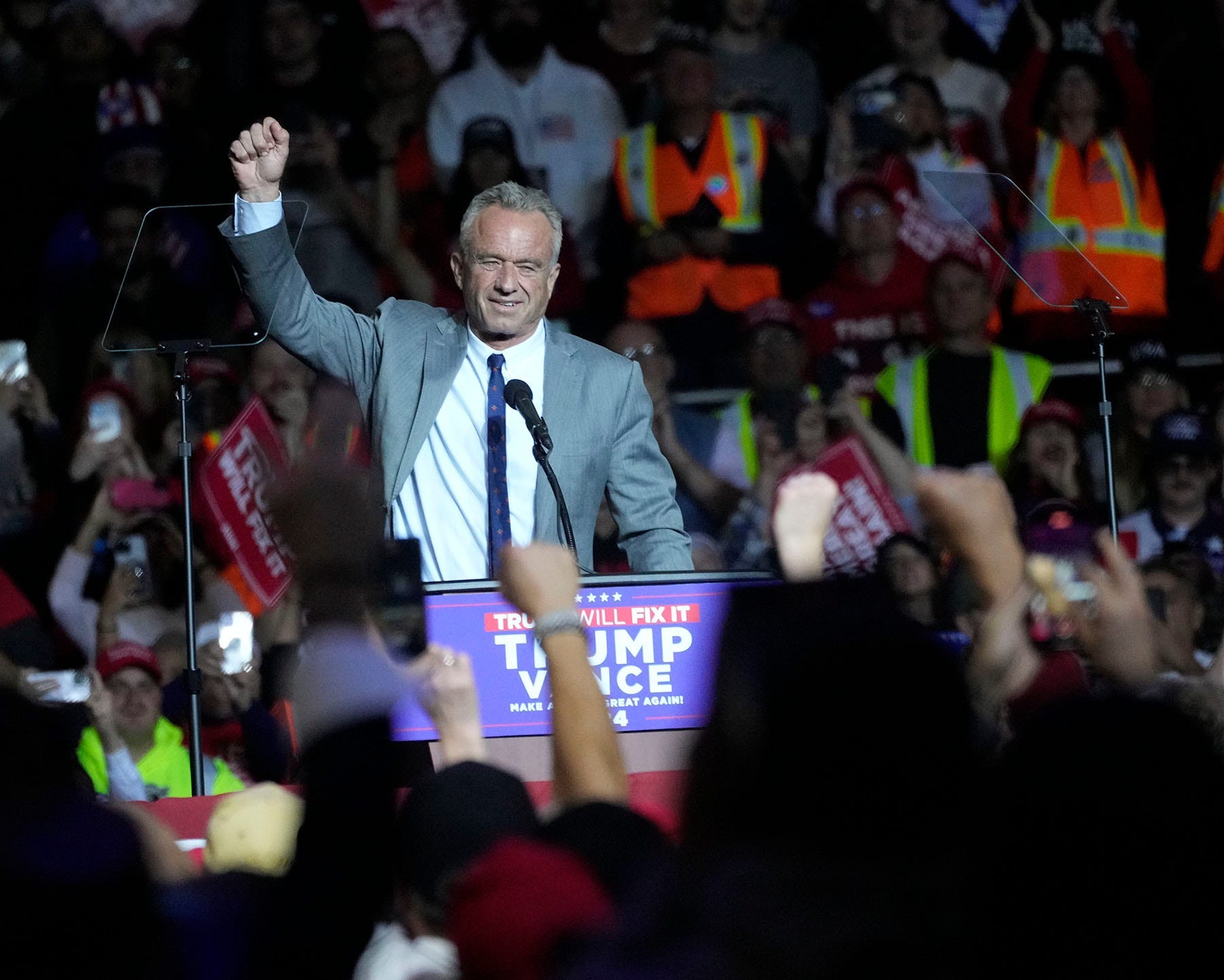 Robert F. Kennedy Jr. speaks during former President Donald Trump's reelection campaign rally in Milwaukee on Nov. 1.