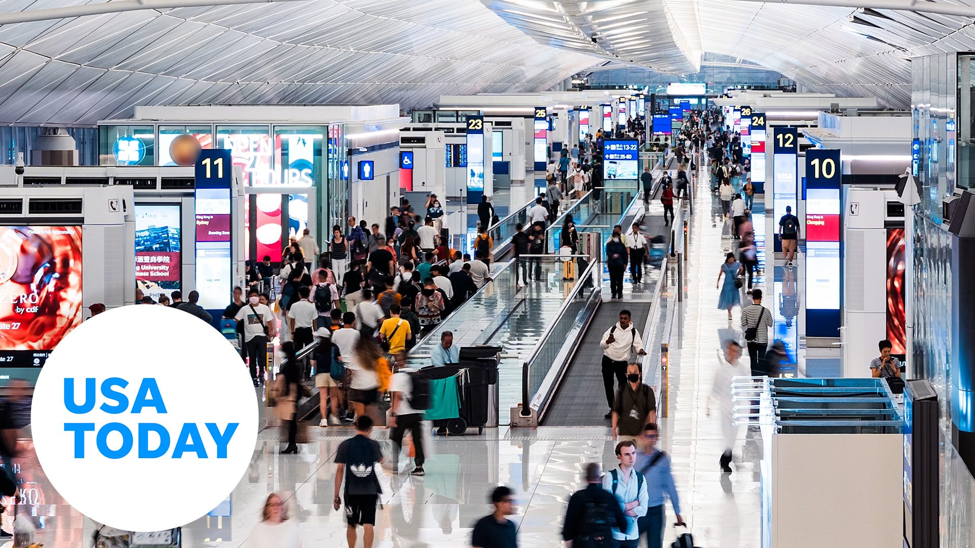 Crowded airport terminal during the holiday season