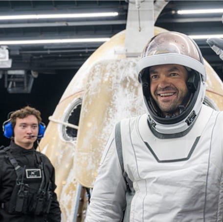Jared Isaacman, a 2011 Embry-Riddle Aeronautical University graduate, is all smiles upon returning to Earth after five days in space on the Polaris Dawn mission on Sept. 15, 2024. Isaacman led the all-civilian-manned mission that launched on a SpaceX rocket from Kennedy Space Center Sept. 10 to orbit Earth and conducted the first commercial spacewalk on Sept. 12. He will be keynote speaker at ERAU's fall commencement Dec. 12 at the Ocean Center in Daytona Beach.
