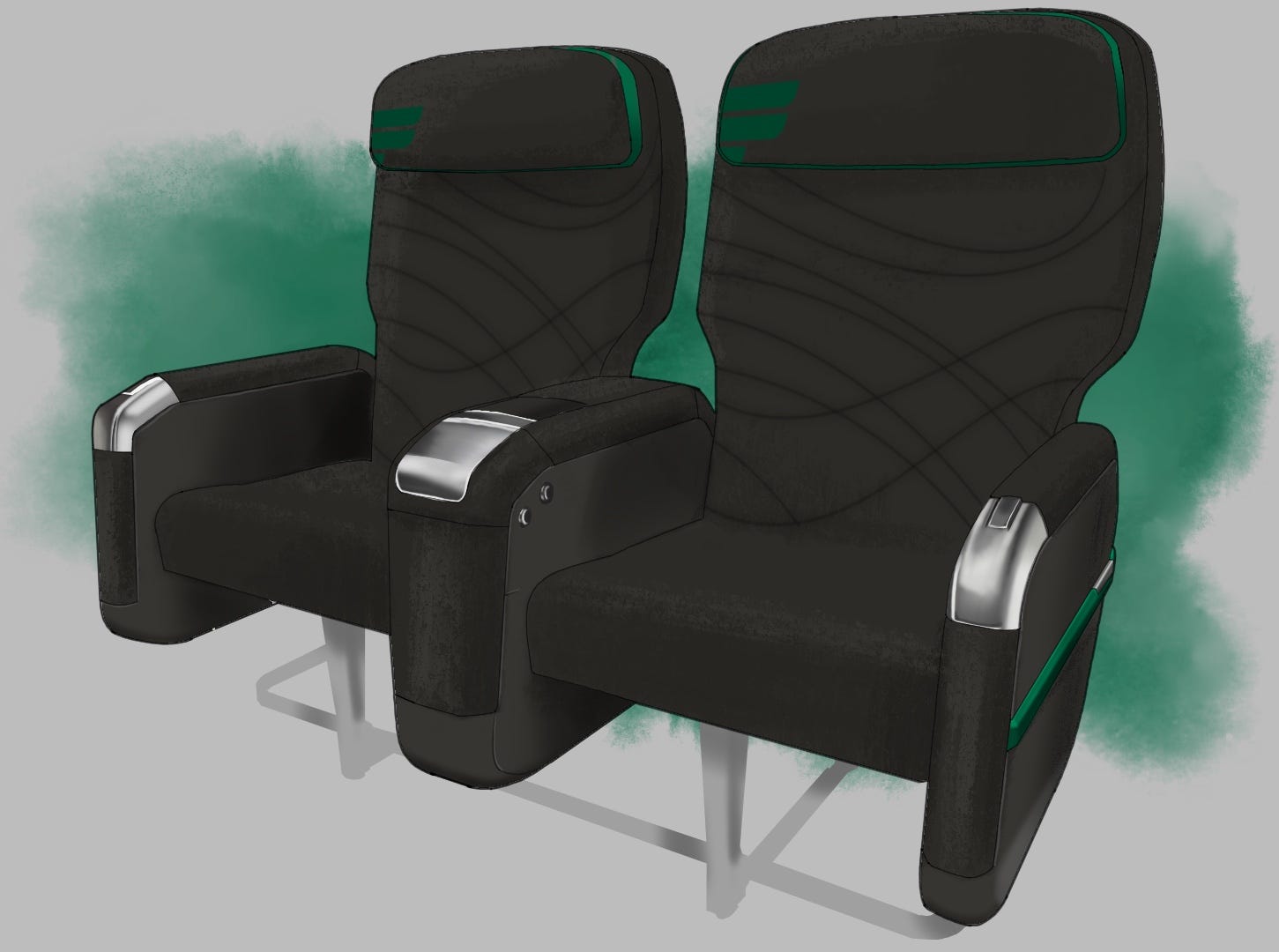 A rendering of Frontier Airlines' soon-to-be-introduced First Class-style seat.