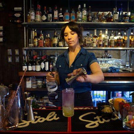 A drink called Spring on Cookman created by head bartender Jennifer Runfola. Capitoline is a craft casual restaurant in Asbury Park that offers rustic Italian fare and inventive cocktails in an industrial chic setting. Asbury Park, NJ Friday, March 22, 2024