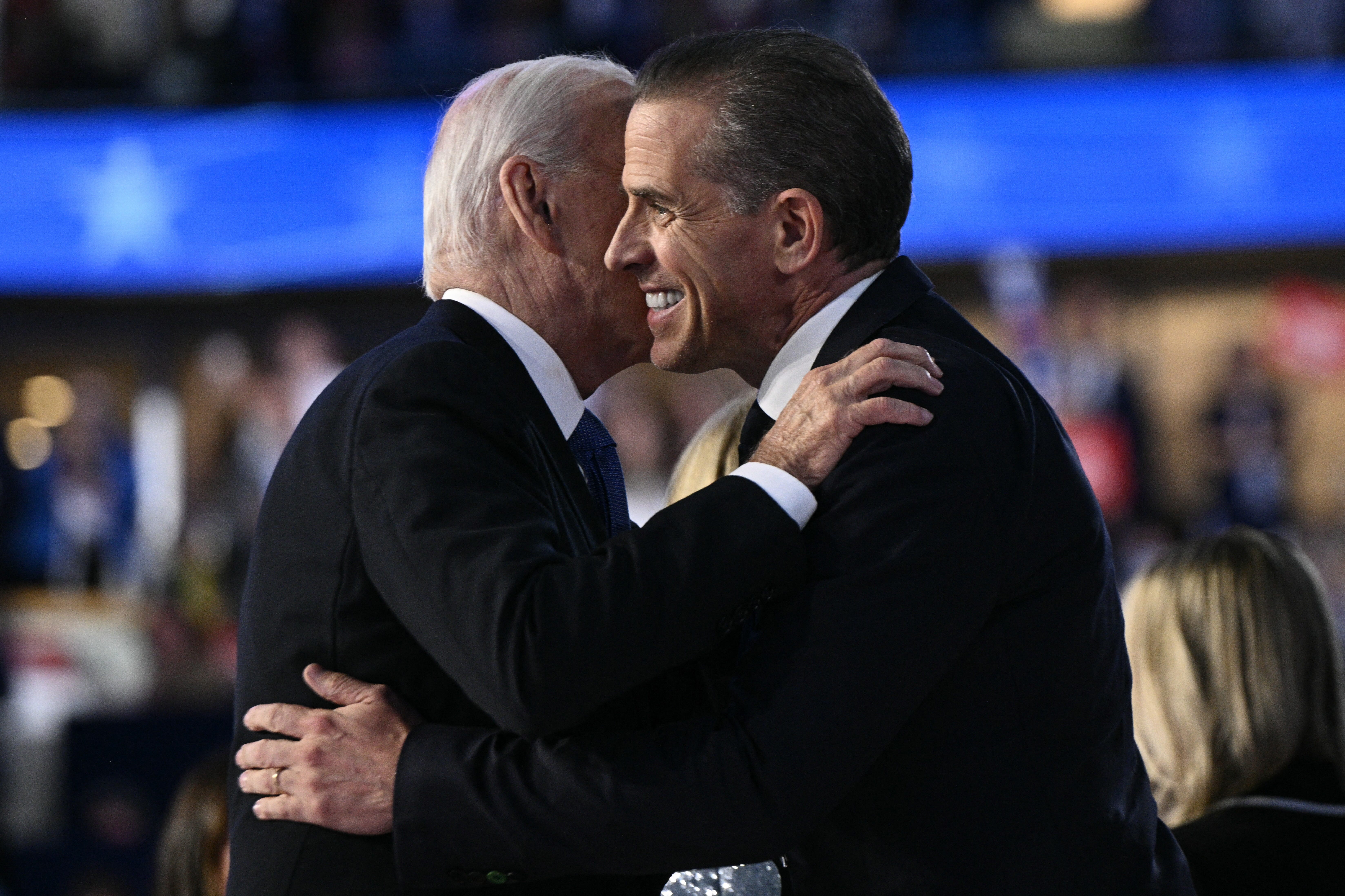President Joe Biden and his son Hunter Biden at the Democratic National Convention in Chicago on Aug. 19, 2024.