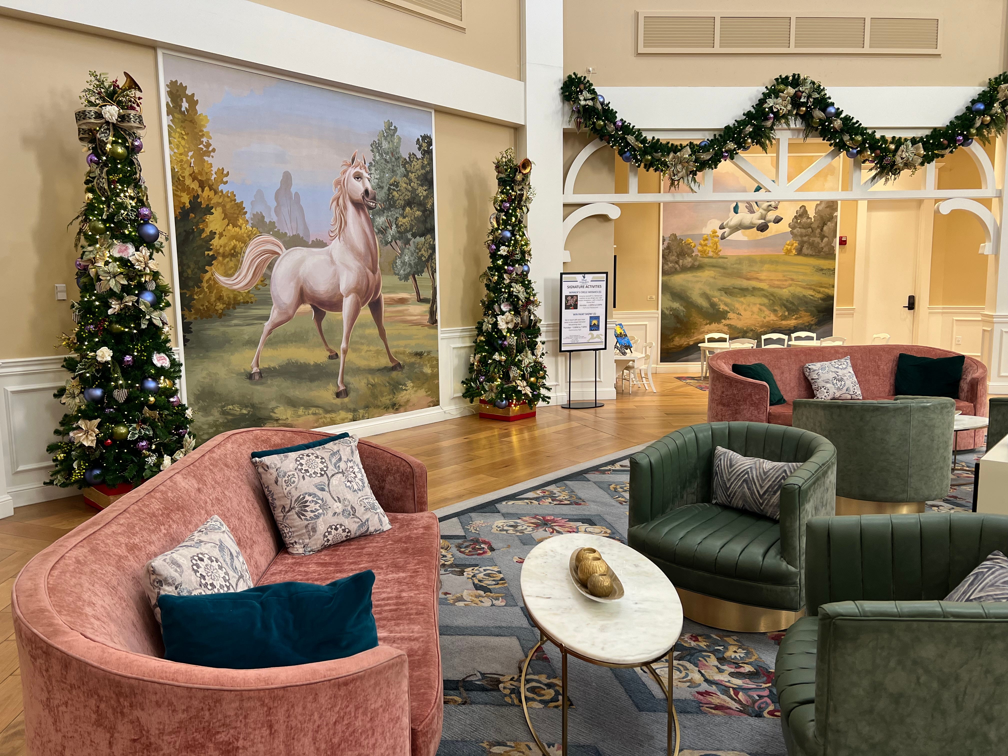 Portraits of horses from Disney animation adorn the lobby and rooms of Disney's Saratoga Springs Resort & Spa.