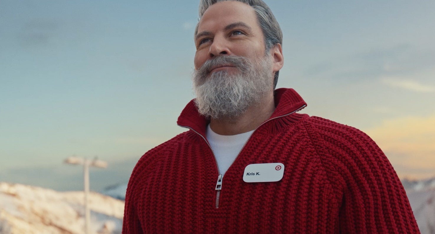 Brent Bailey as Target's new "weirdly hot" Santa Claus.