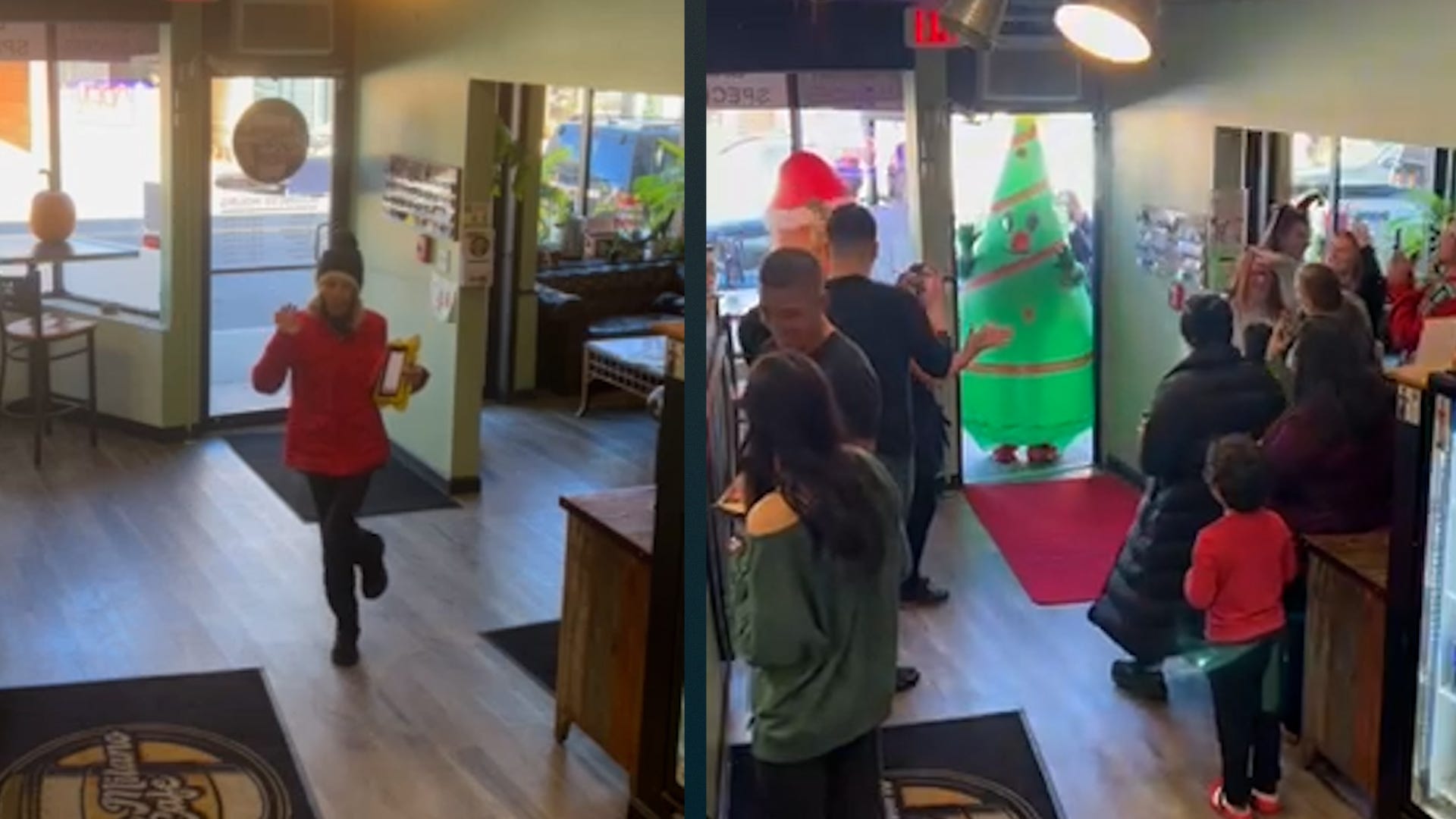 A coffee shop boogie earns customers a free brew during the holidays