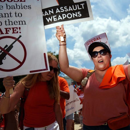 Ivette Cortes of Deerfield, Ill., participates in a rally at the U.S. Capitol on Wednesday, July 13, 2022, to call for stronger gun control measures including universal background checks and an assault weapons ban.