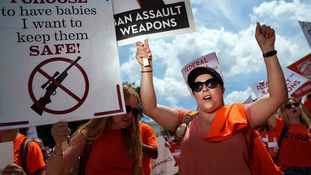 Ivette Cortes of Deerfield, Ill., participates in a rally at the U.S. Capitol on Wednesday, July 13, 2022, to call for stronger gun control measures including universal background checks and an assault weapons ban.