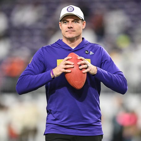 Dec 16, 2024; Minneapolis, Minnesota, USA; Minnesota Vikings head coach Kevin O'Connell looks on before the game against the Chicago Bears at U.S. Bank Stadium. Mandatory Credit: Jeffrey Becker-Imagn Images