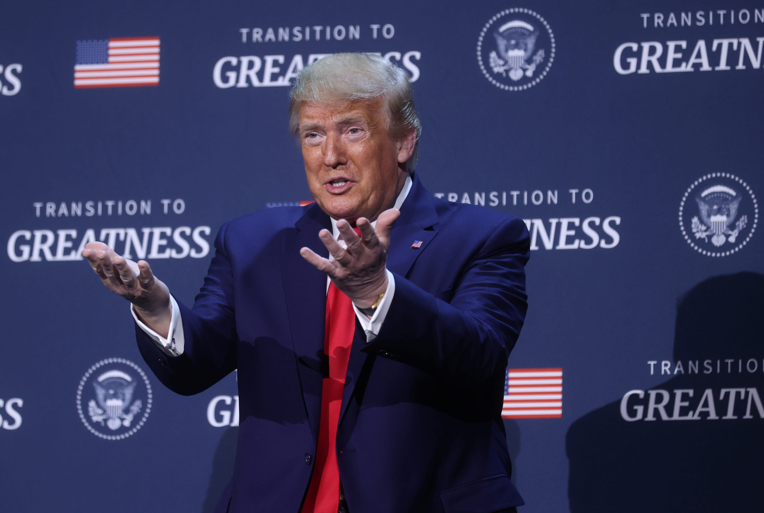 U.S. President Donald Trump speaks during a roundtable discussion that includes small business at Gateway Church Dallas Campus. REUTERS/Jonathan Ernst