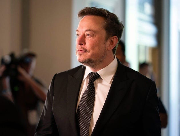 Elon Musk, CEO of X and Tesla, arrives before the Inaugural Artificial Intelligence Insight Forum on Dec. 5, 2025.