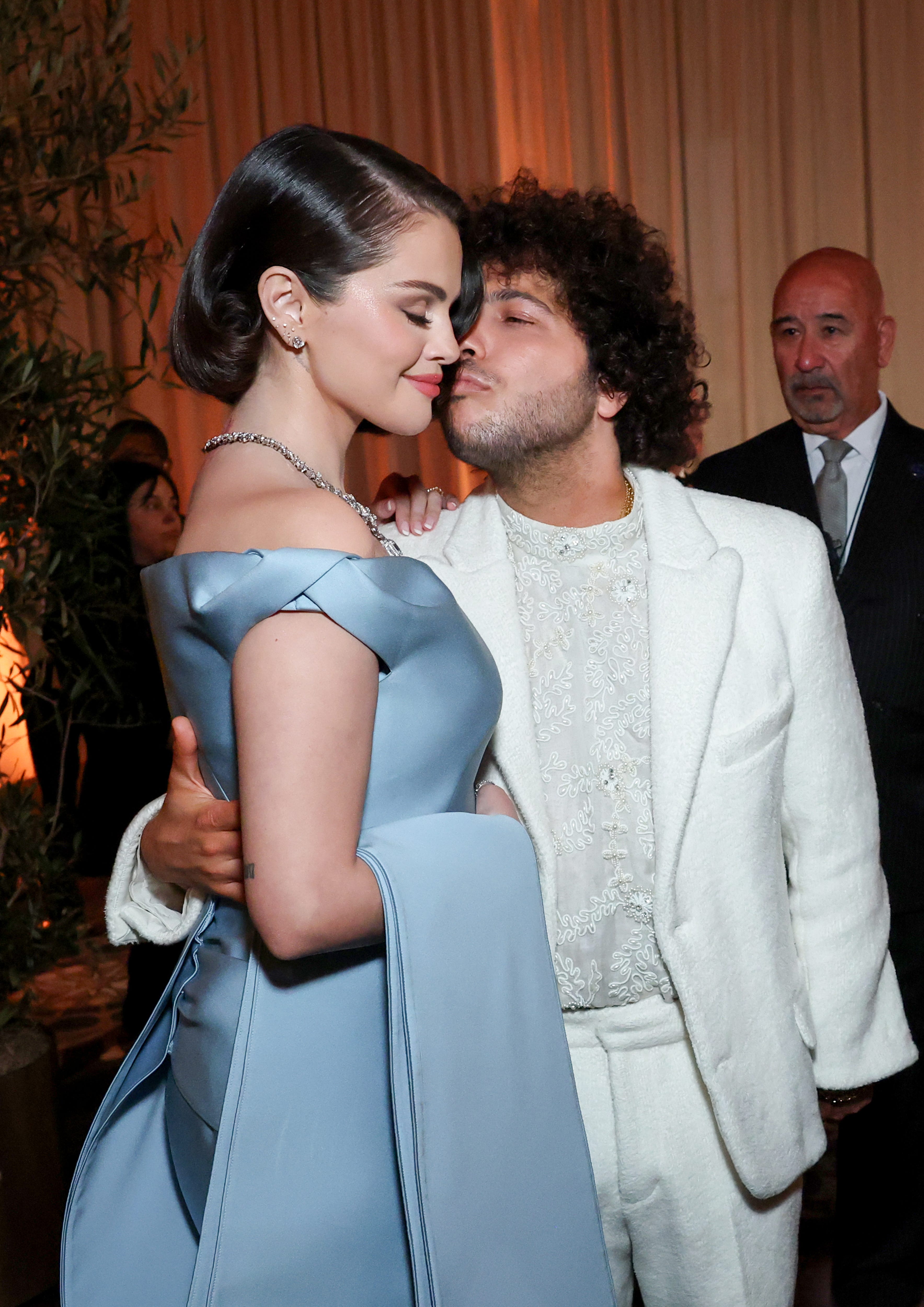BEVERLY HILLS, CALIFORNIA - JANUARY 05: (L-R) Selena Gomez and Benny Blanco attend the 82nd Annual Golden Globe Awards at The Beverly Hilton on January 05, 2025 in Beverly Hills, California. (Photo by Monica Schipper/Getty Images)