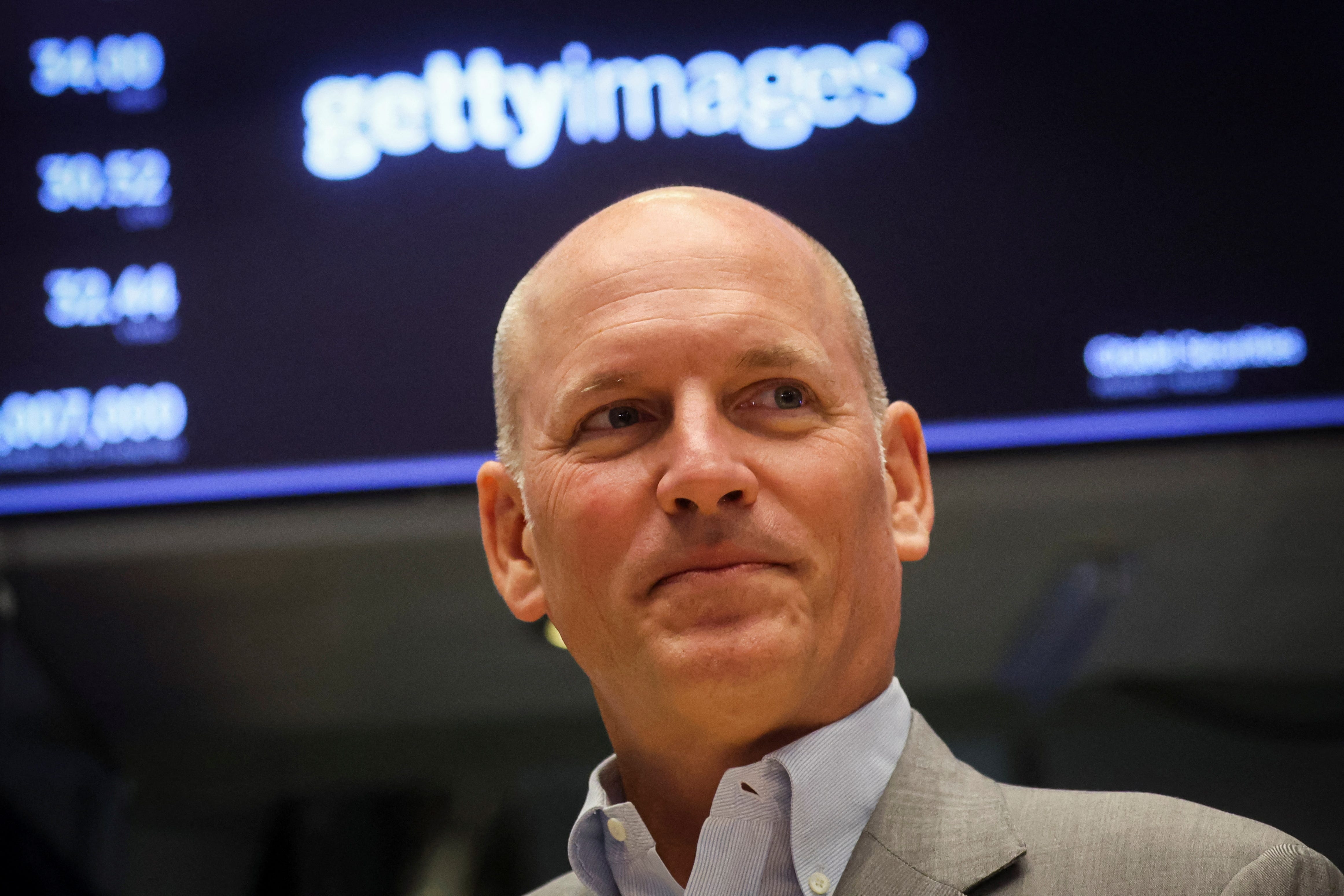 Craig Peters, CEO of Getty Images, speaks during an interview on the floor of the New York Stock Exchange (NYSE) in New York City, U.S., August 15, 2022.