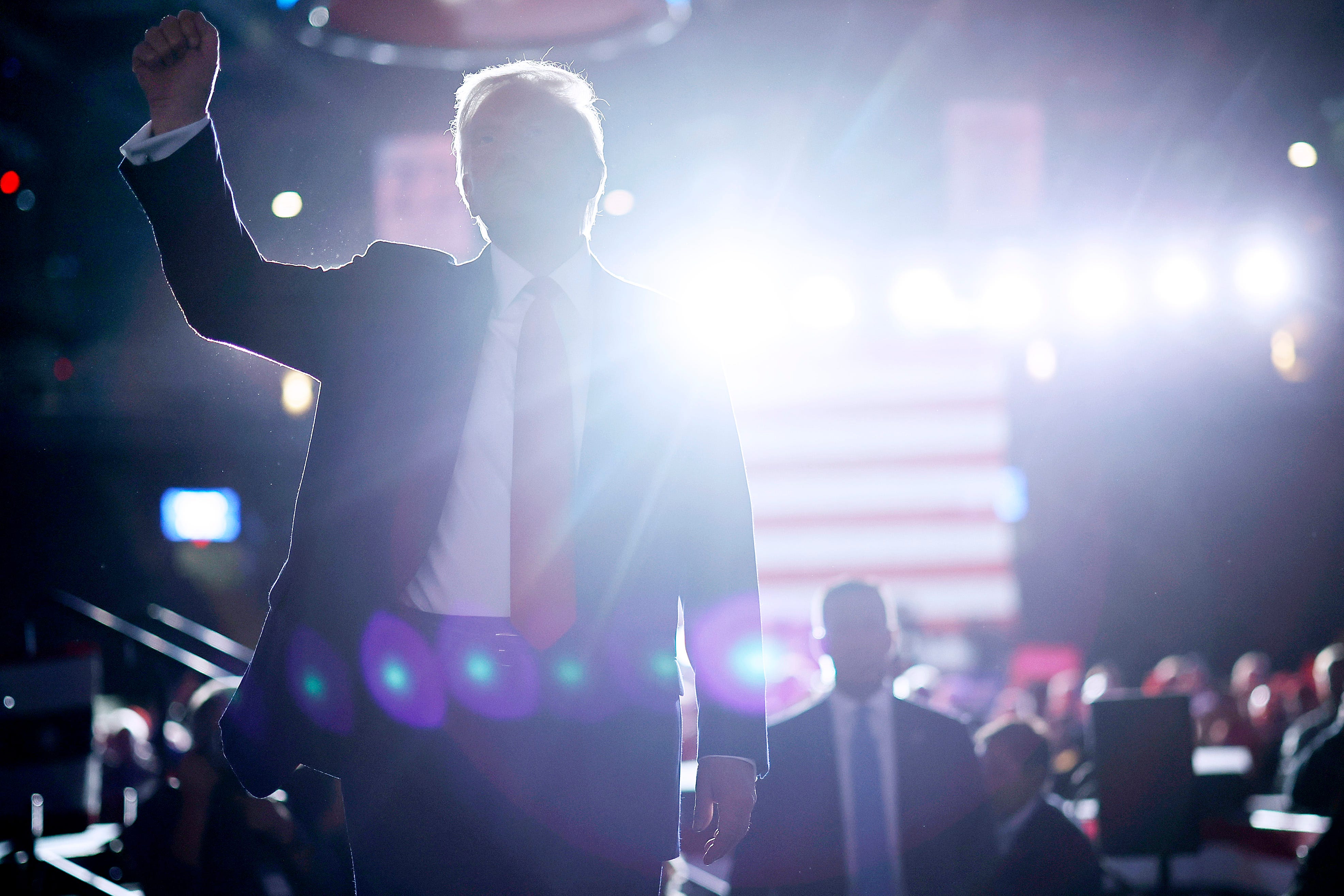 Republican presidential nominee Donald Trump campaigns on Nov. 04, 2024, in Reading, Pa.