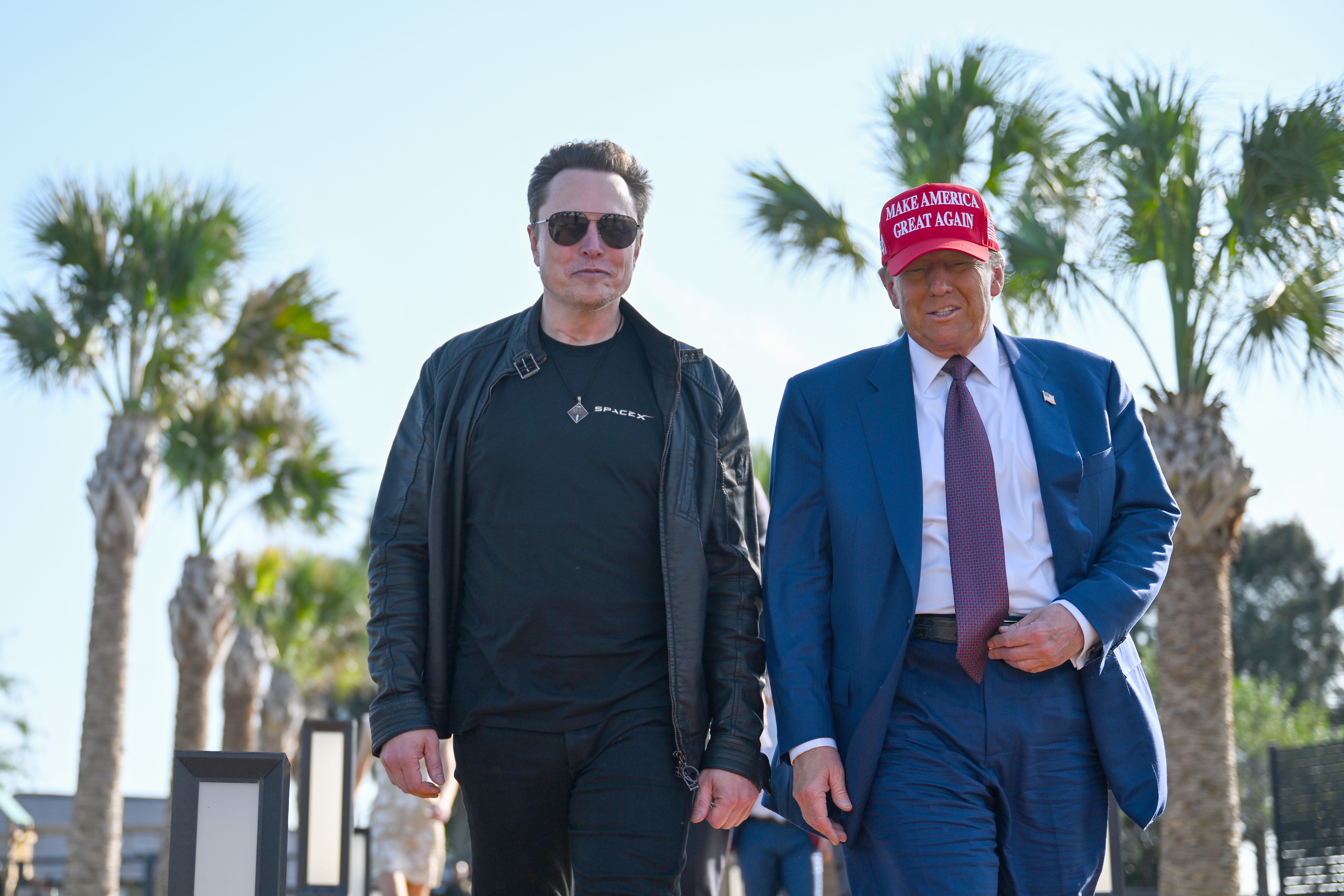 President-elect Donald Trump joins SpaceX CEO Elon Musk to view the launching of the aerospace company's Starship rocket on Nov. 19, 2024, in Brownsville, Texas.