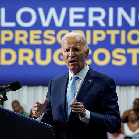 FILE PHOTO: U.S. President Joe Biden delivers remarks, during an event on Medicare drug price negotiations, in Prince George's County, Maryland, U.S., August 15, 2024. REUTERS/Ken Cedeno/File Photo