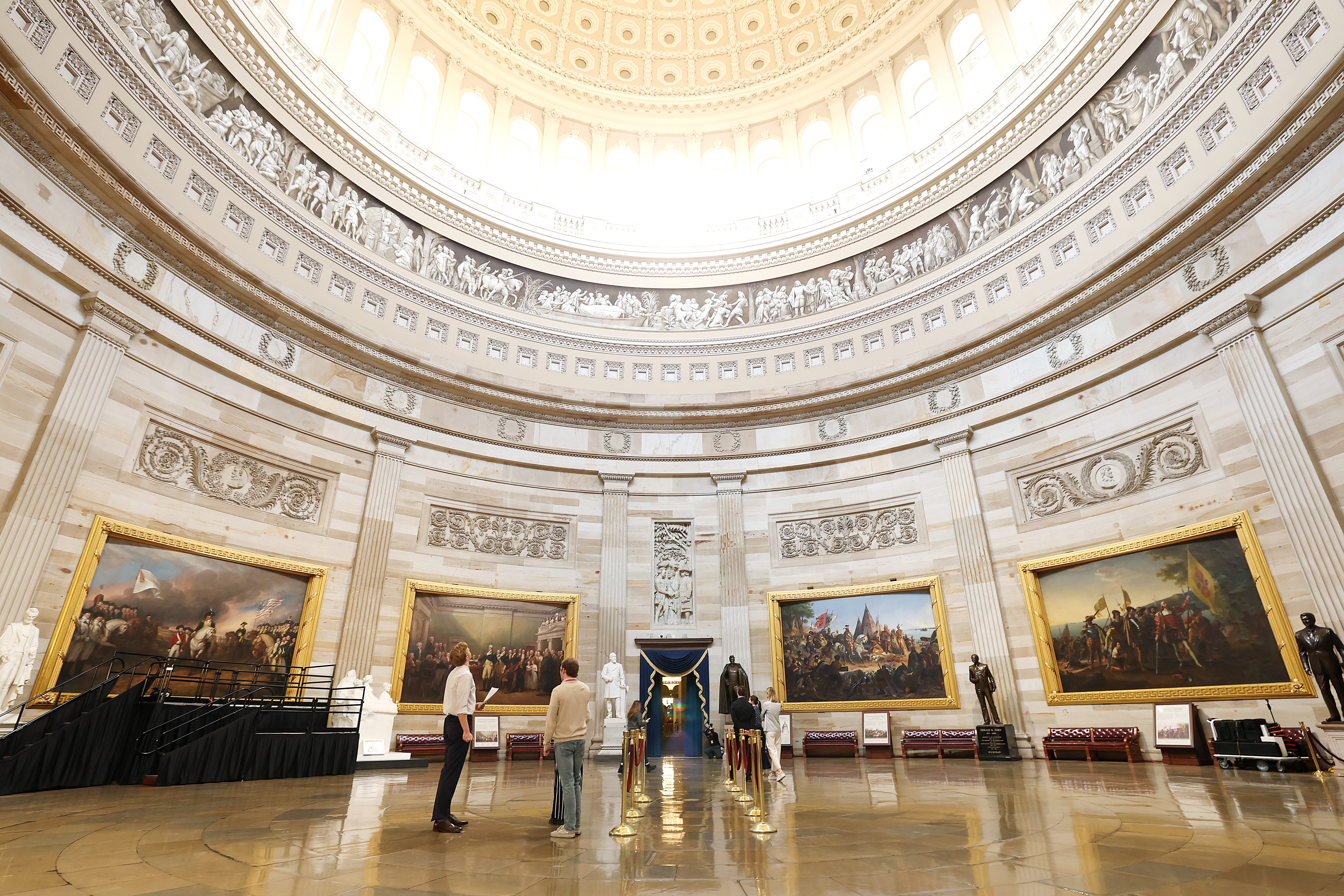 The U.S. Capitol rotunda is seen on January 17, 2025 in Washington, DC. The second Trump inauguration ceremony on January 20 will be moved to the rotunda of the U.S. Capitol as temperatures are expected to be the coldest in forty years. (Photo by Tasos Katopodis/Getty Images)