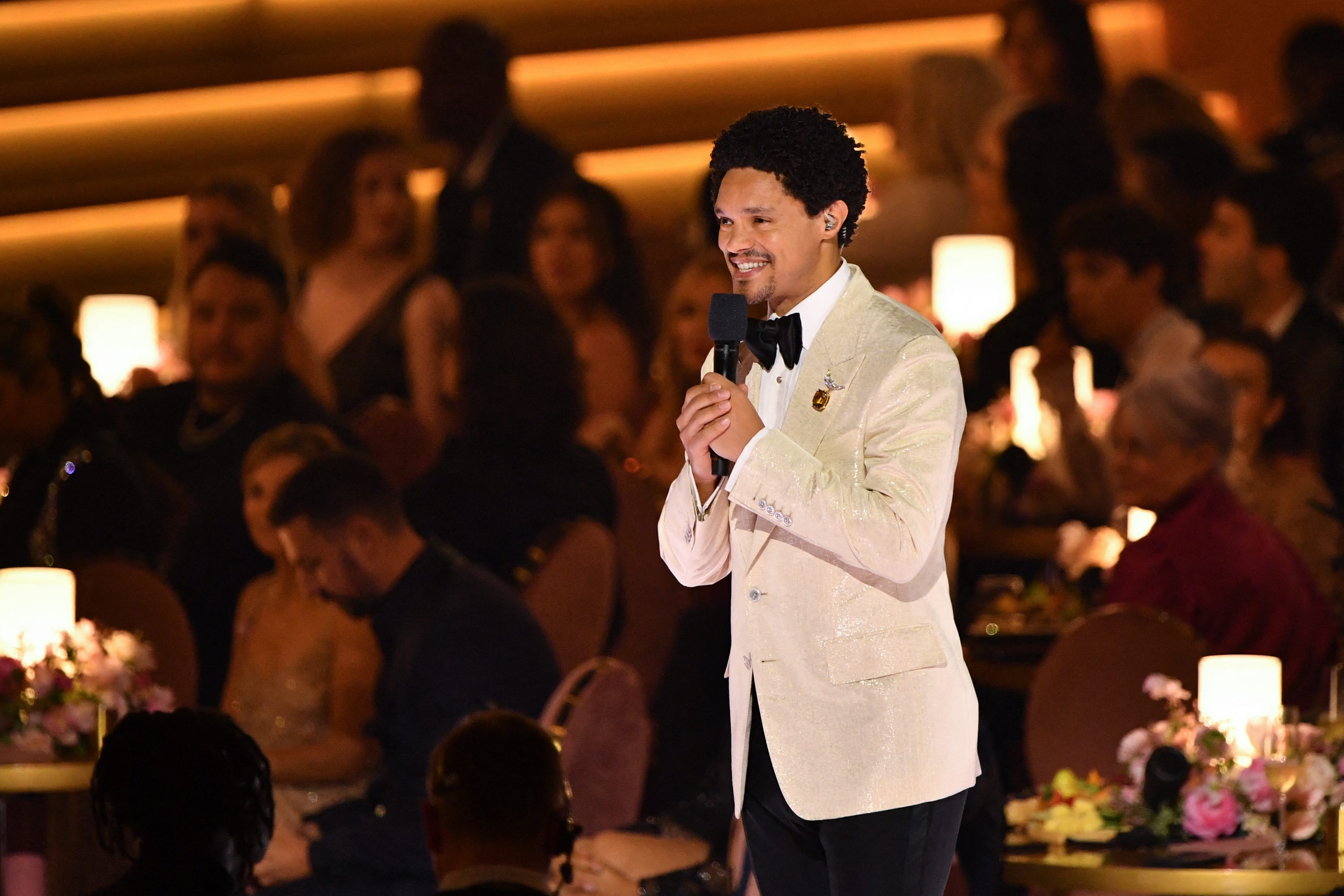 Trevor Noah speaks during the 66th Annual Grammy Awards at the Crypto.com Arena in Los Angeles on Feb. 4, 2024.