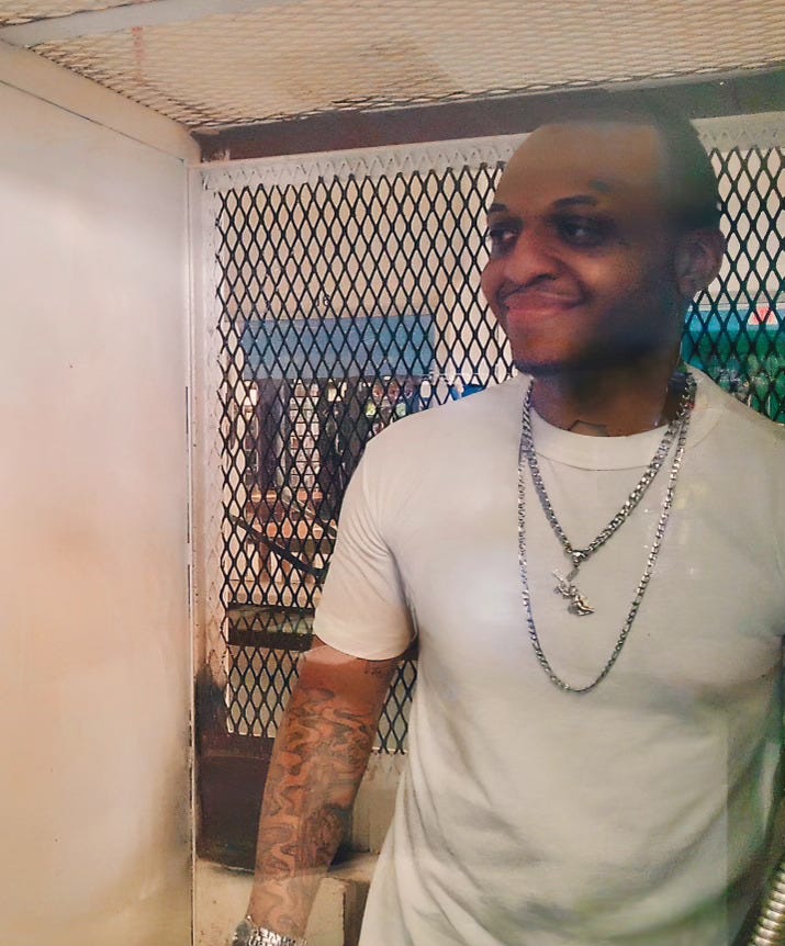 Death row inmate Steven Nelson is seen at the Polunsky Unit in Livingston, Texas in a photo taken by his wife Noa Dubois.