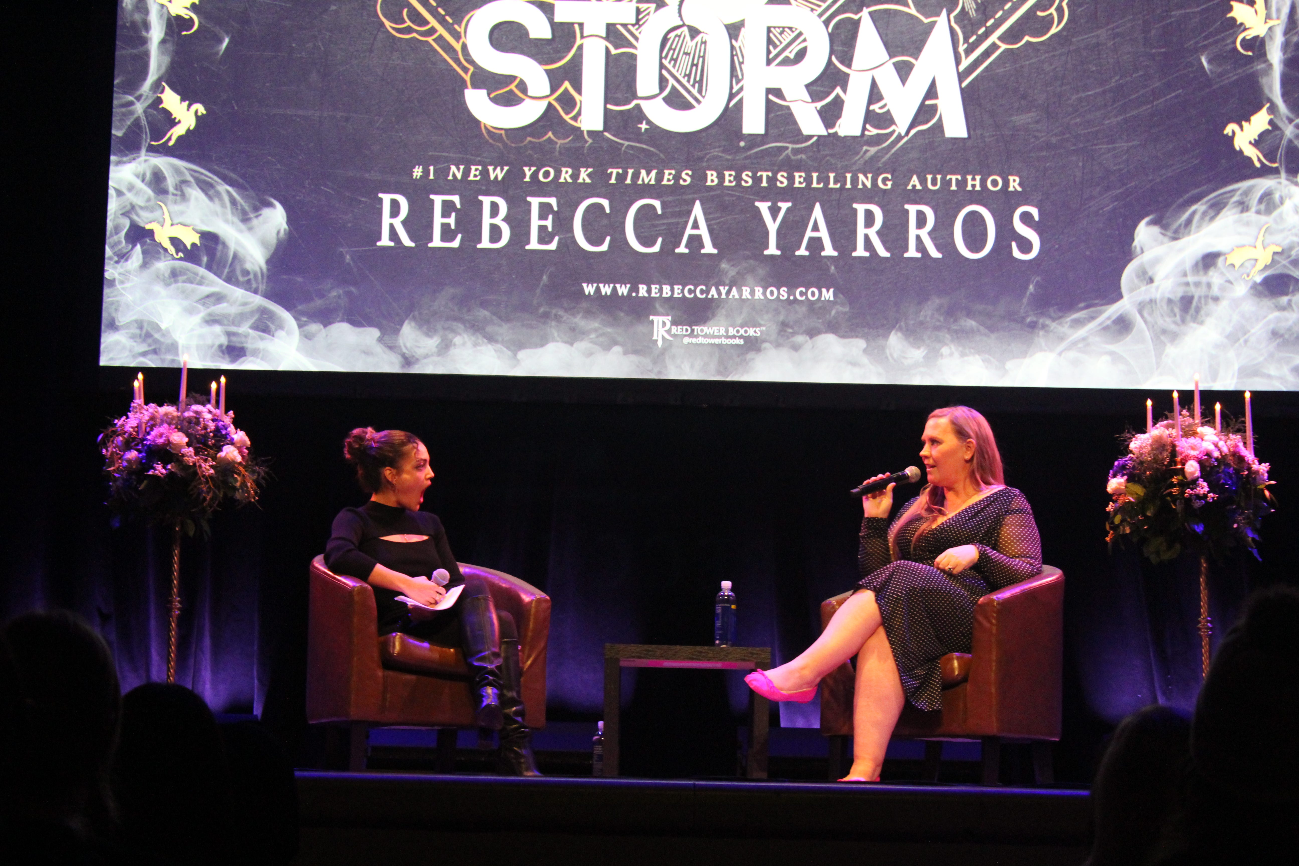 Olympic gymnast Laurie Hernandez moderates a conversation with "Onyx Storm" author Rebecca Yarros in New York City.