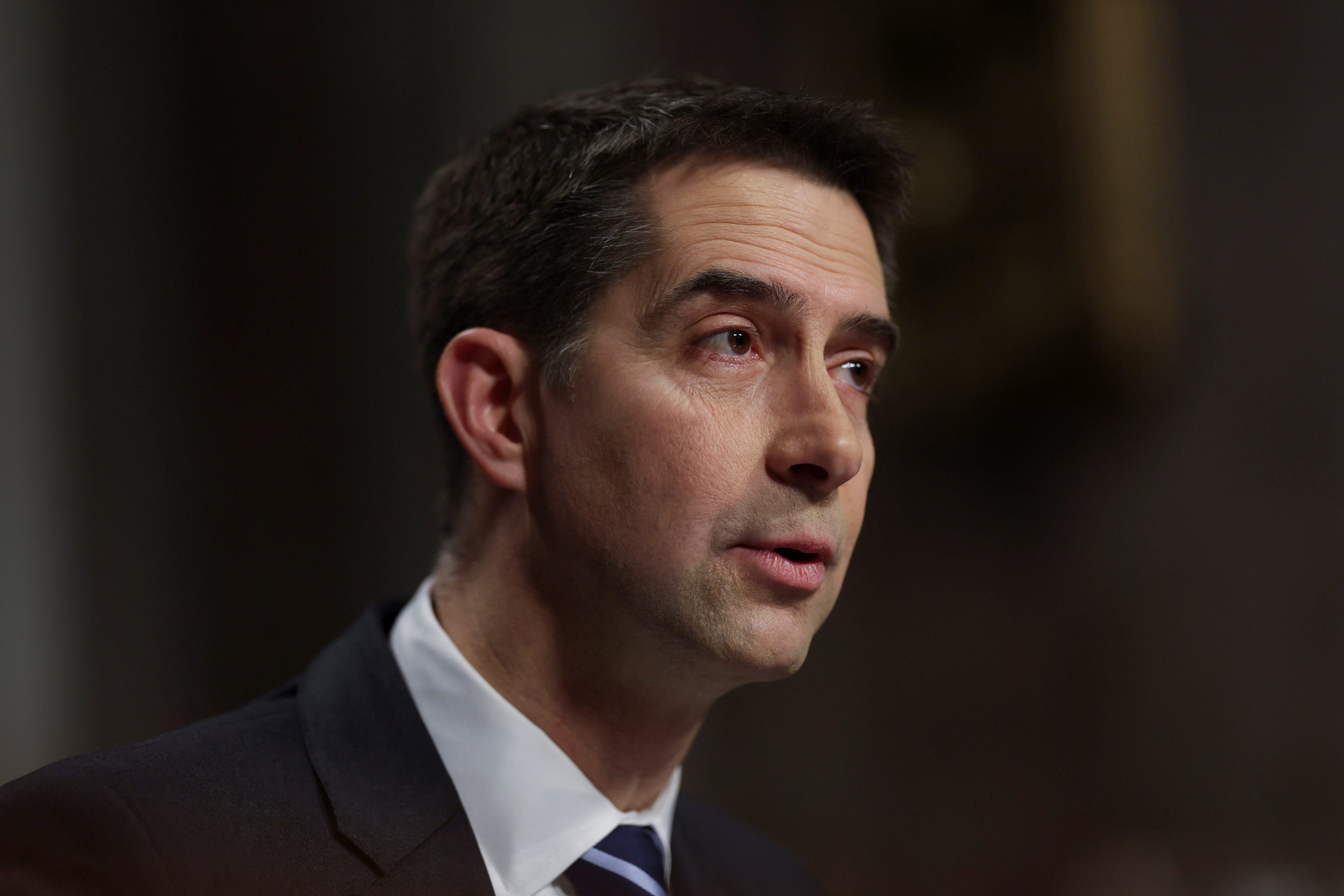U.S. Senator Tom Cotton, Chairman of the Senate (Select) Intelligence Committee, attends a confirmation hearing where the former director of National Intelligence (DNI) John Ratcliffe, U.S. President-elect Donald Trump's nominee to be director of the Central Intelligence Agency (CIA), testifies on Capitol Hill in Washington, U.S., January 15, 2025. REUTERS/Leah Millis
