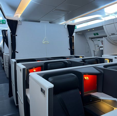 A three-dimensional Delta widget in the Delta One cabin is perfectly placed for selfies.