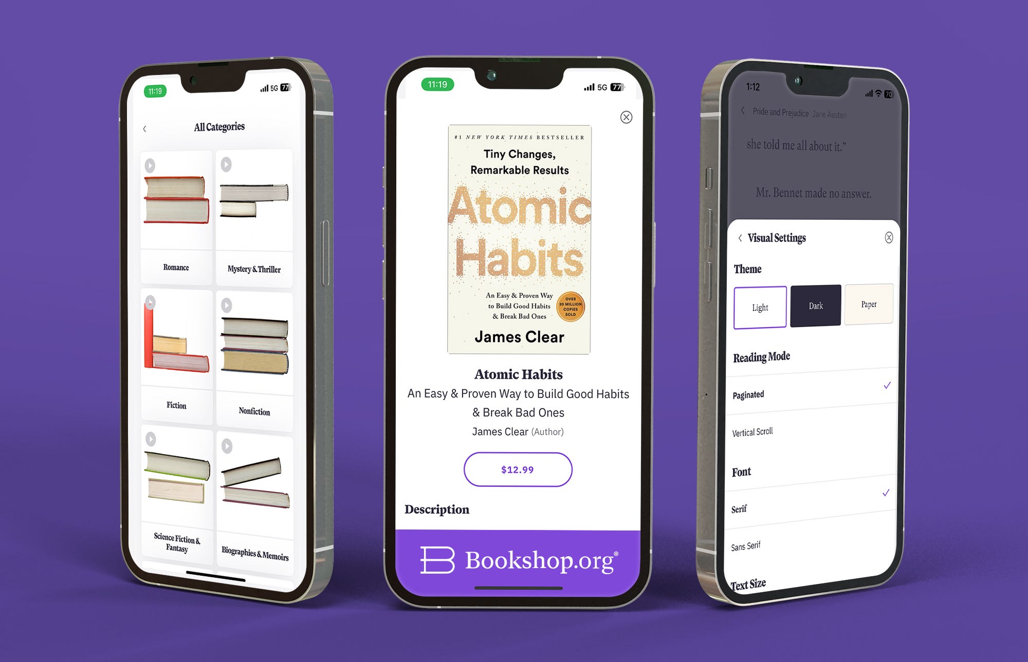 Bookshop.org's e-reader platform is customizable and includes a discovery page.