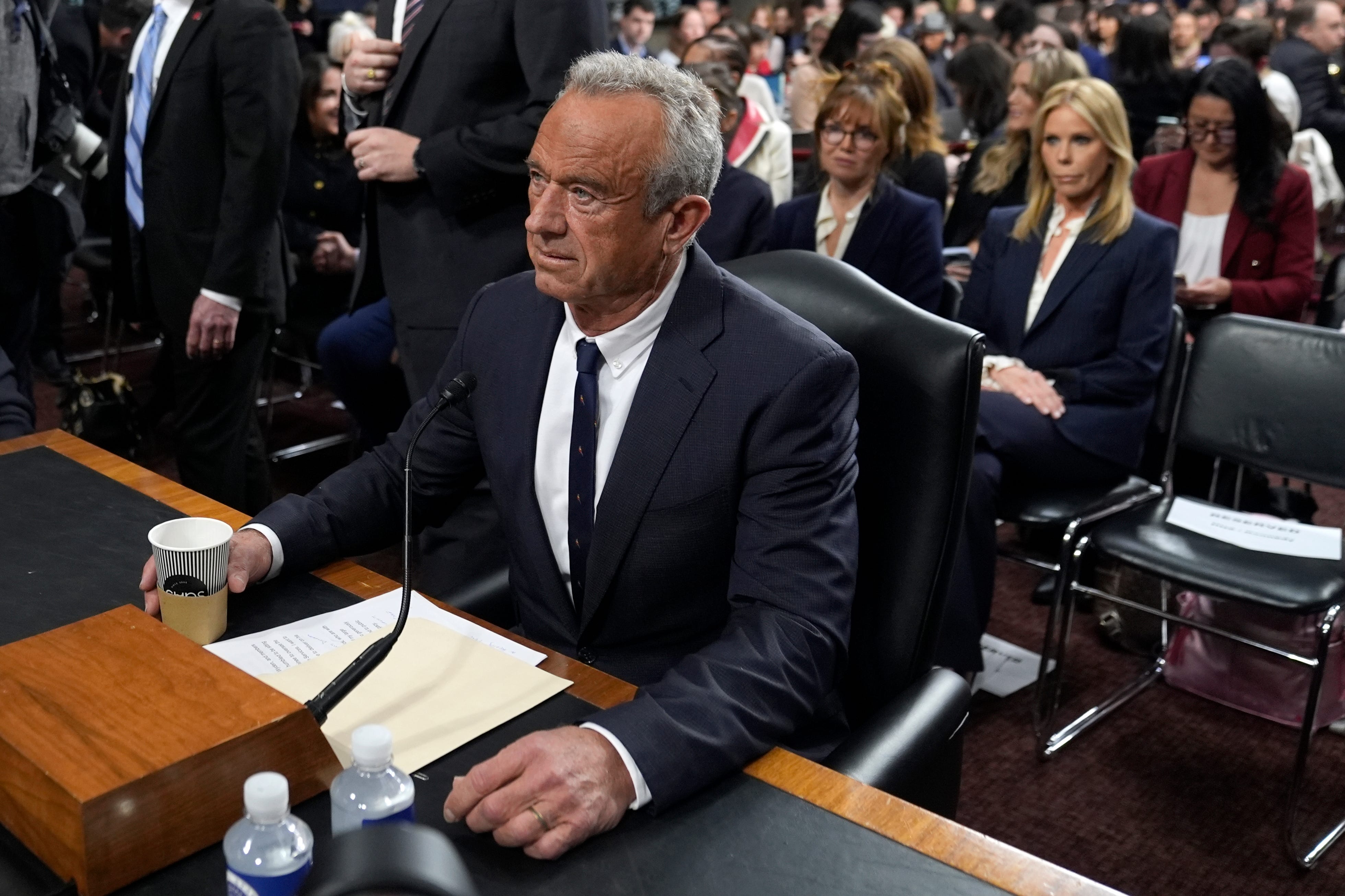Robert F. Kennedy Jr. arrives to testify before the Senate Finance Committee during a confirmation hearing on his nomination for Secretary of Health and Human Services on Jan. 29, 2025, in Washington, DC.